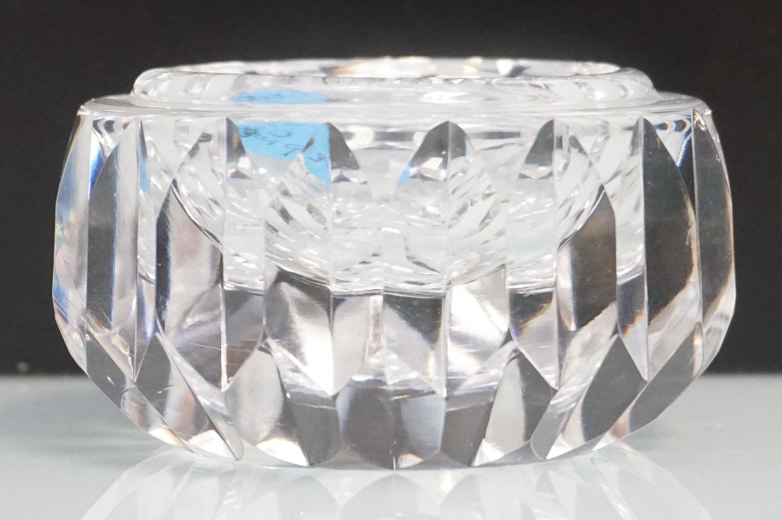 WATERFORD CRYSTAL ALANA ASHTRAY: This Waterford Crystal vintage round ash tray is in the Alana pattern and was made in the 1990's. Etched on the bottom with "Waterford" in the old mark, it measures 3-3/4" diameter x 1-7/8" tall and w