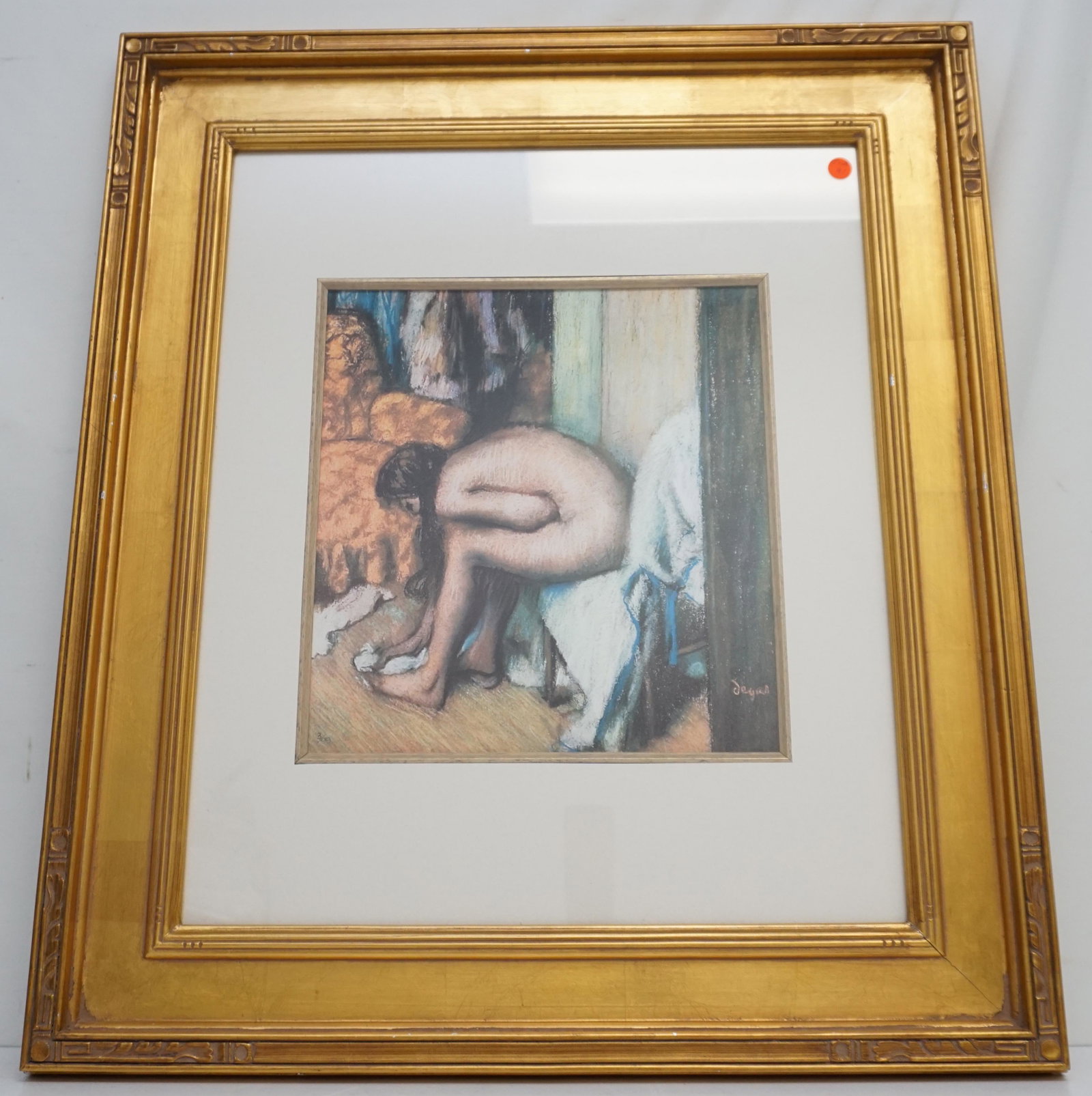VINTAGE DEGAS NUDE WOMAN ART PRINT LITHOGRAPH: After Edgar Degas Nude in Chair Limited Edition Print. #3 of 99. Professionally framed and matted. Measures 27"x31"x1 1/2". Weight 10 Pds. NO IN HOUSE SHIPPING. PROVENANCE: A Private Charleston SC Est