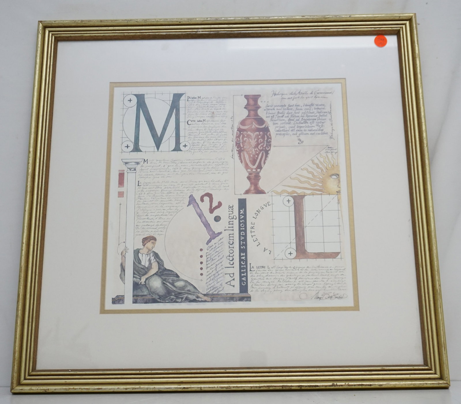 MARY BETH ZEITZ FRAMED LITHO: Professionally Framed and Matted Mary Beth Zeitz Hand Colored Lithograph. In gilt wood frame. Measures 22"x21"x1". Weight 5 pds 5 oz. PROVENANCE: A Private Charleston SC Estate