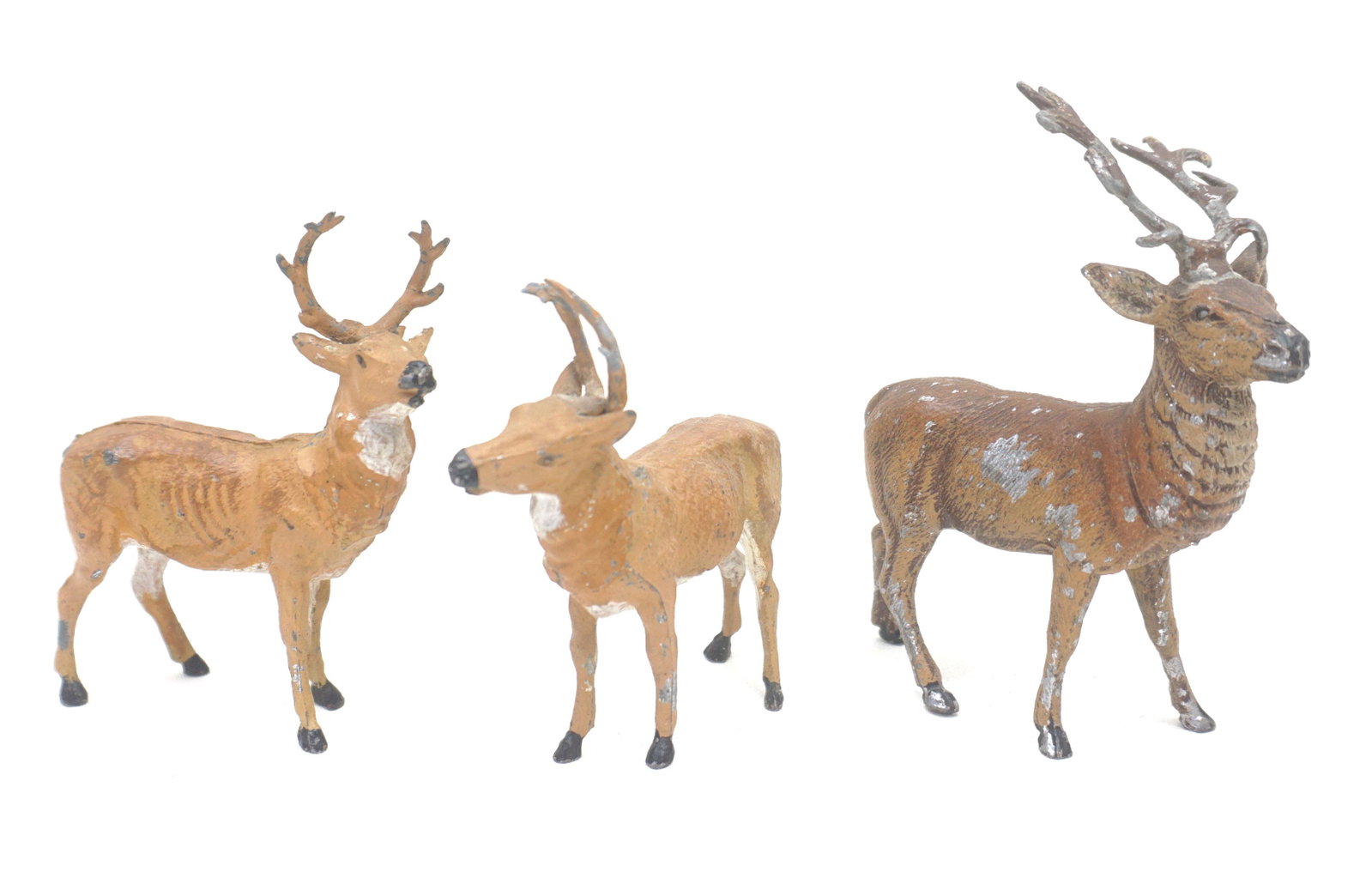3 ANTIQUE VIENNA BRONZE STAGS: Three Vienna Bronze Foxes, early 20th c. One by Geschutzt - Franz Bergmann 4". The other 2 unmarked 4". PROVENANCE: A Private Charleston SC Collection. Franz Xaver Bergman (or Franz Xaver Bergmann) (1
