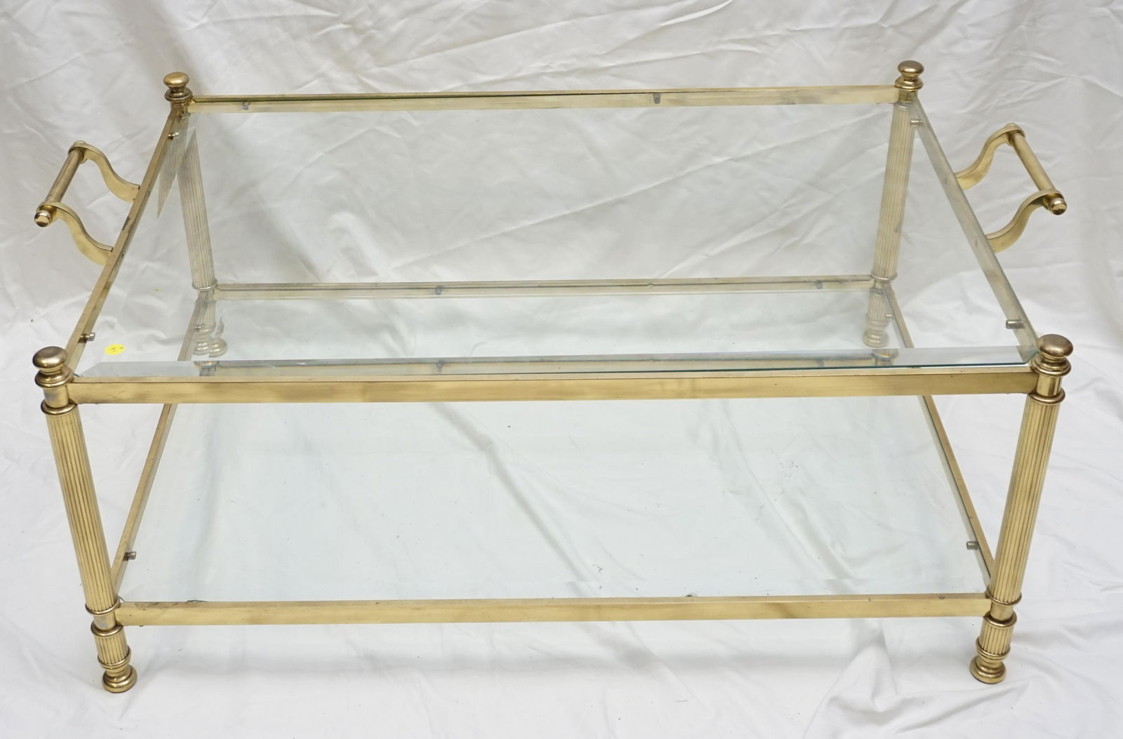 GLASS & BRASS JANSEN STYLE COCKTAIL TABLE (1 of 8)