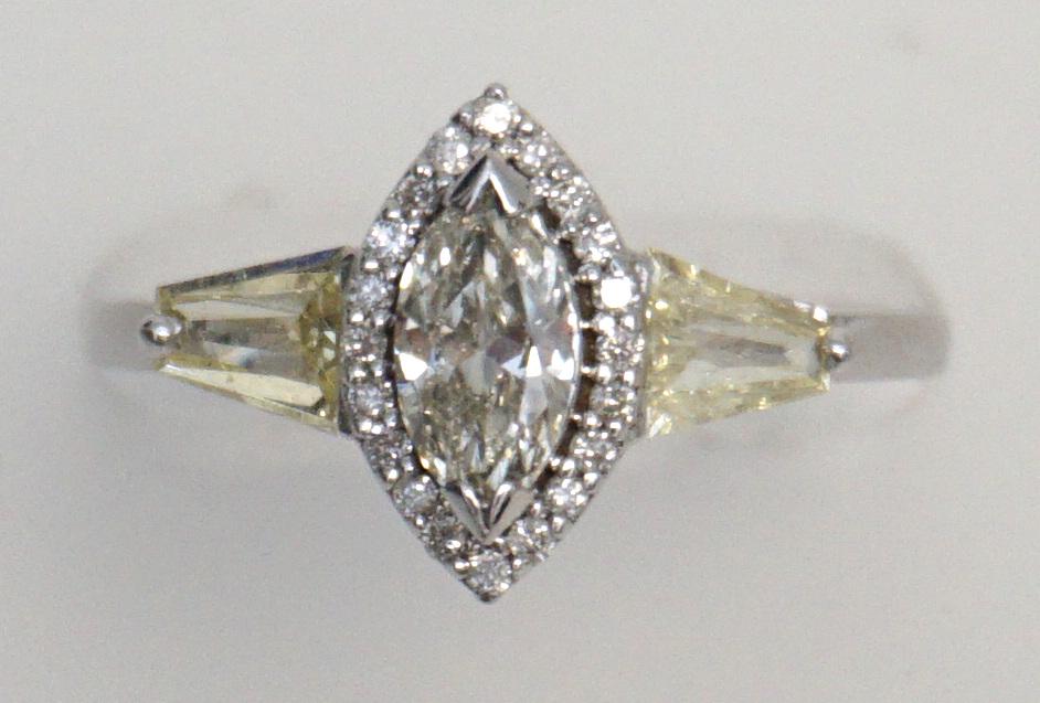 MARQUISE & TAPERED BAGUETTE DIAMOND RING (1 of 3)
