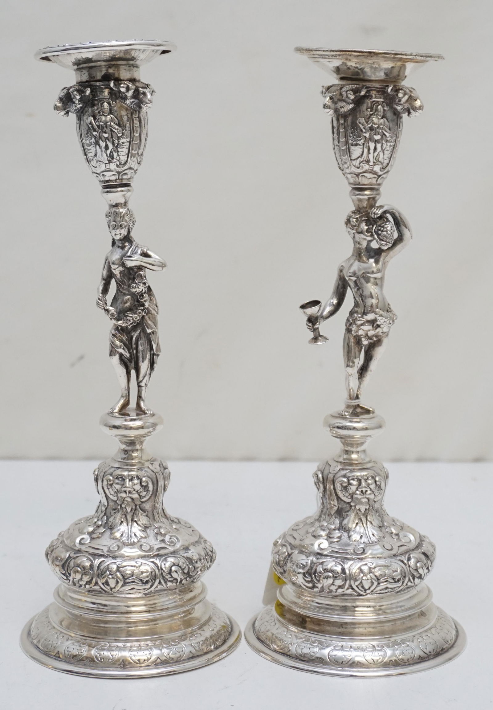 GERMAN SILVER FIGURAL CANDLESTICKS (1 of 9)