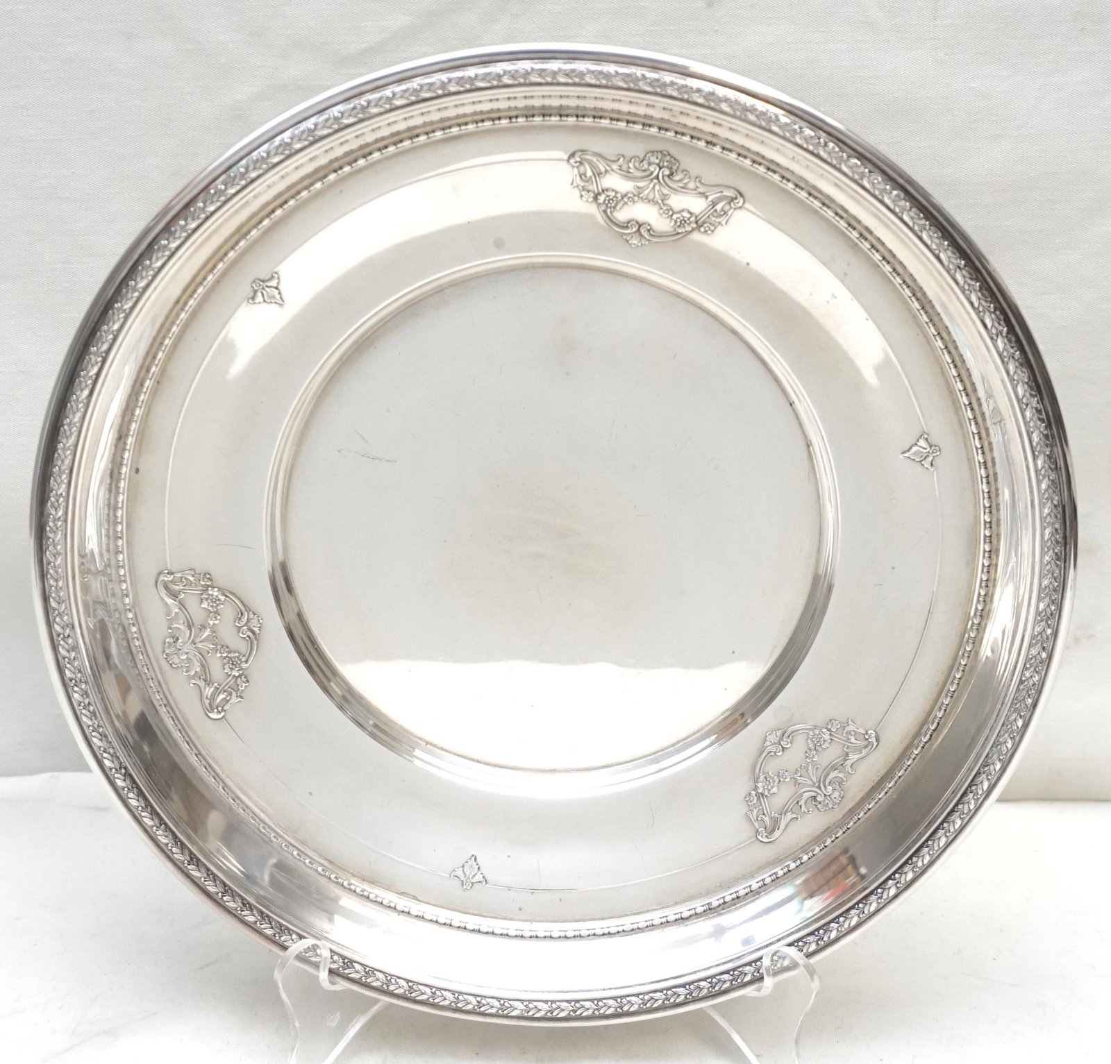 GORHAM STERLING SILVER BOWL: Gorham Sterling Silver 10" Bowl. Decorated with Floral Swags with Laurel Leaf Rim. No monograms. Approximate Silver Weight 355 grams. PROVENANCE: A Private Charleston SC Estate