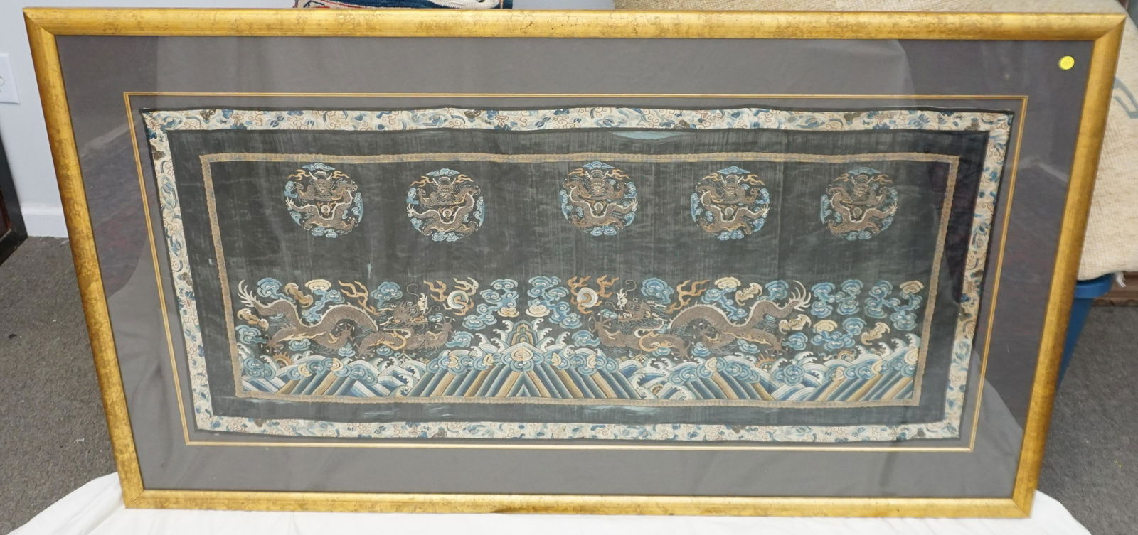 KANGXI QING DYNASTY FRAMED DRAGON LARGE SILK (1 of 13)