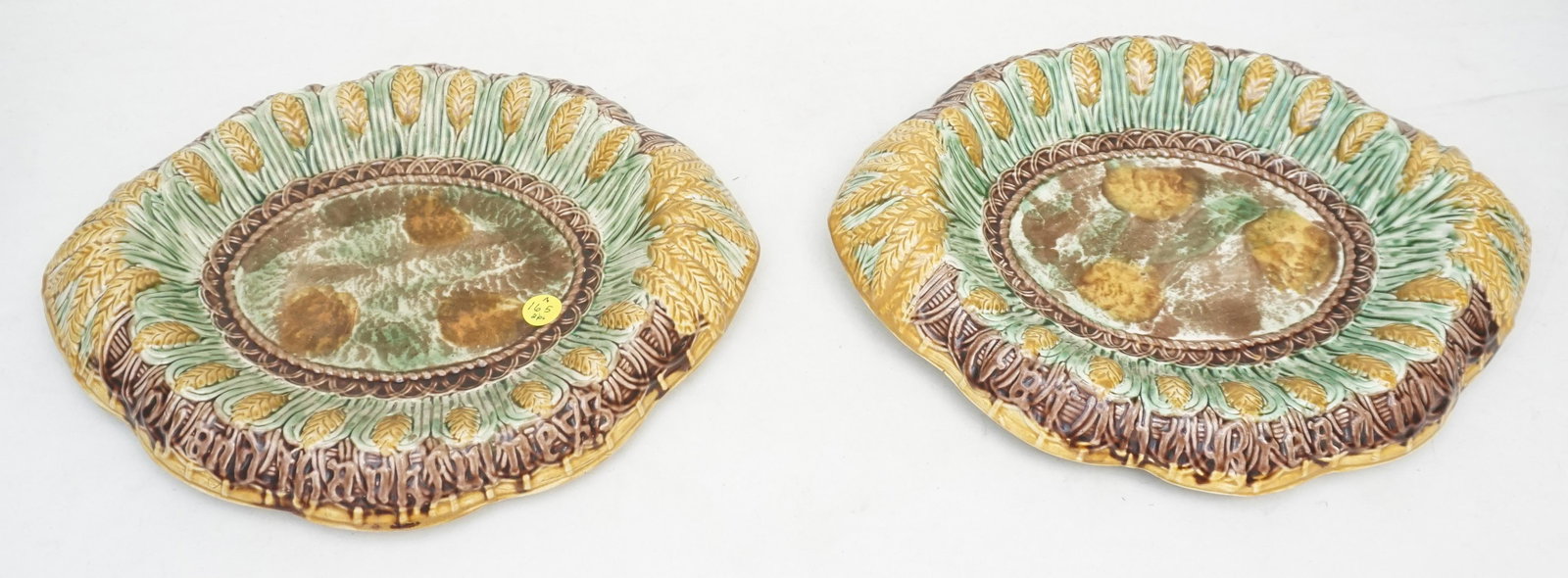 PAIR ENGLISH MAJOLICA BREAD TRAYS (1 of 9)