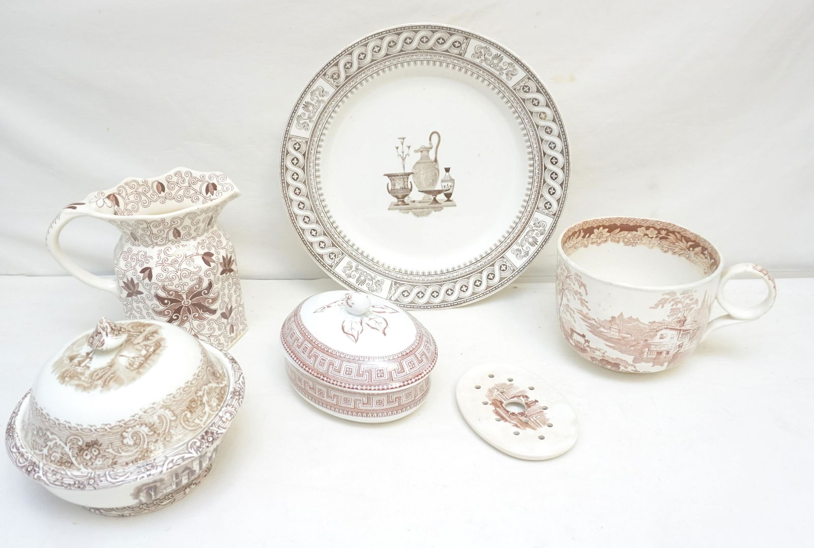 5 PC ANTIQUE 19th c. ENGLISH TRANSFERWARE (1 of 9)