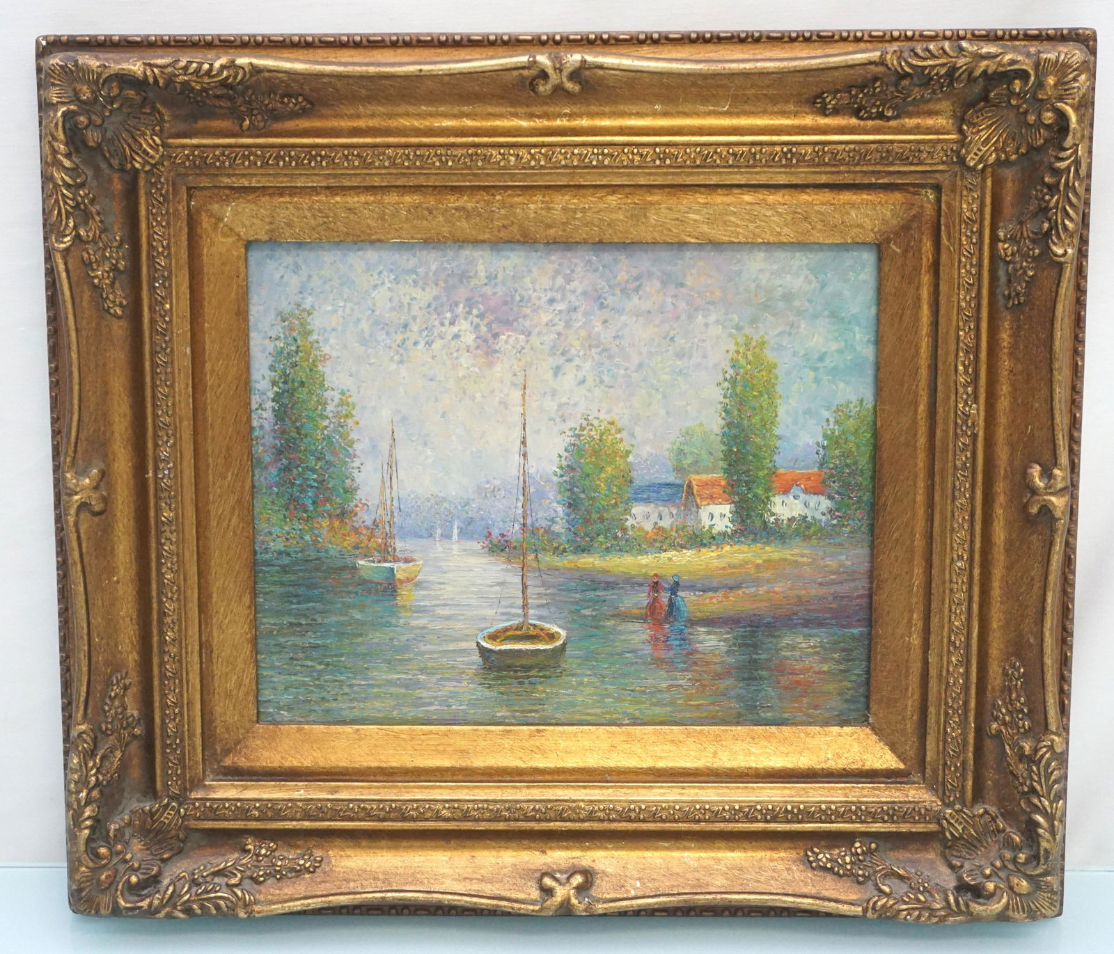 VINTAGE FRAMED IMPRESSIONIST LANDSCAPE (1 of 4)