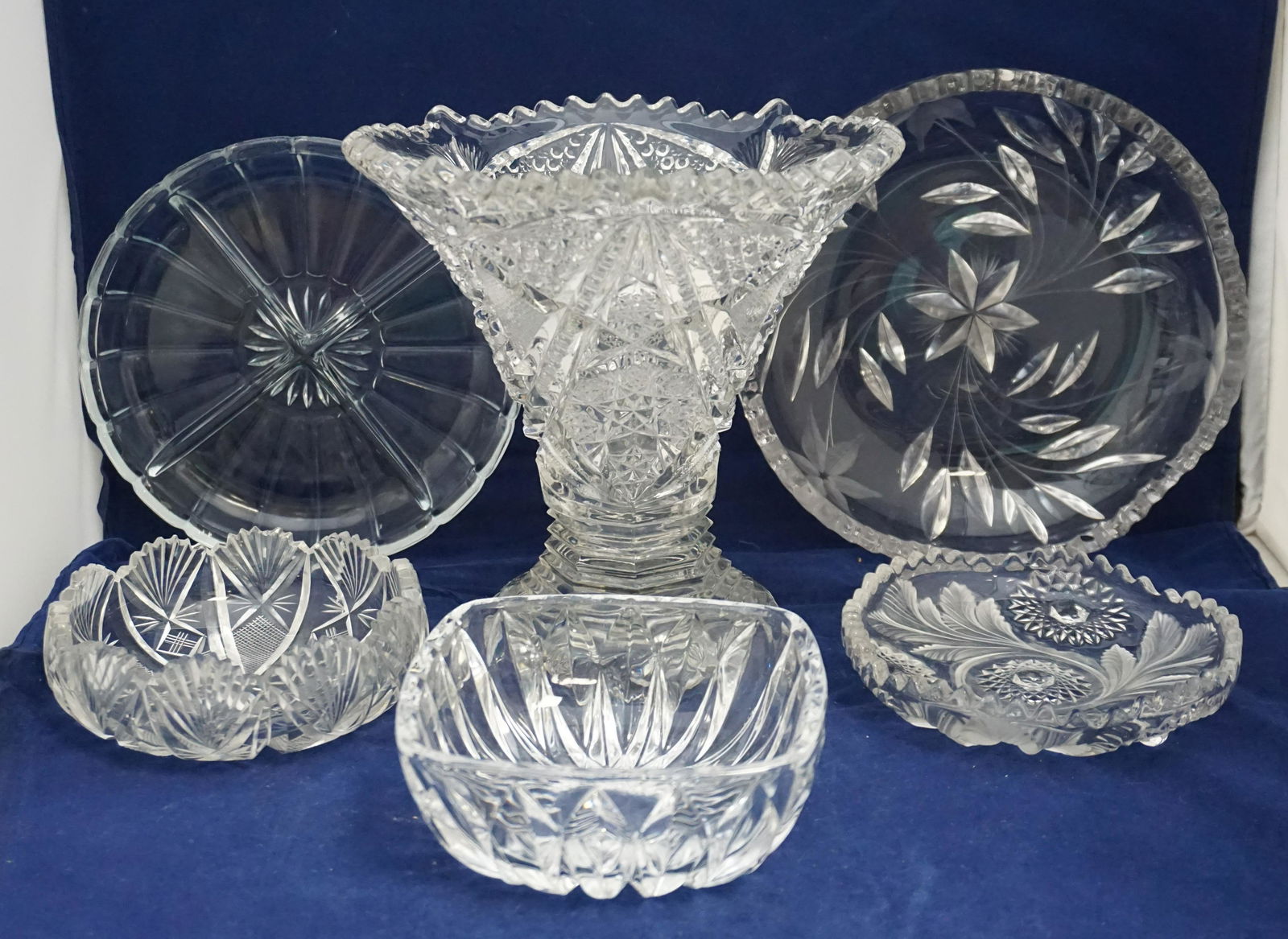 6 pc GLASS VASES + BOWLS (1 of 8)