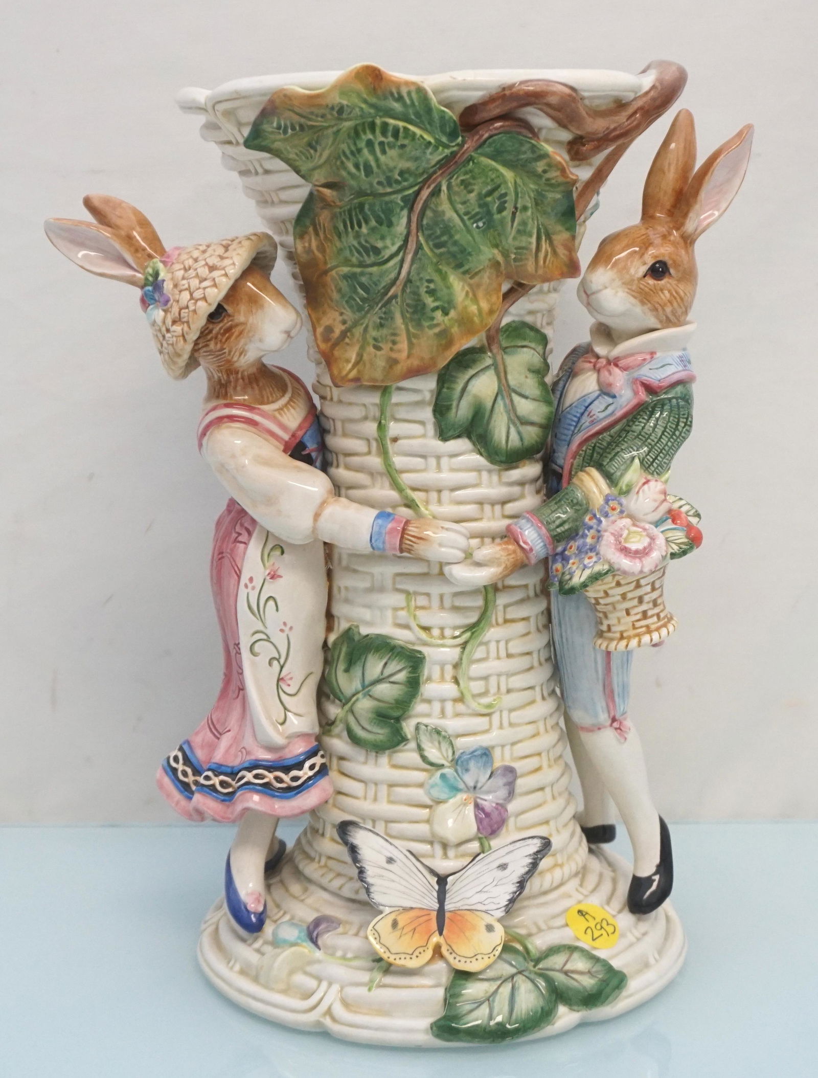 LARGE FITZ & FLOYD RABBIT VASE (1 of 7)