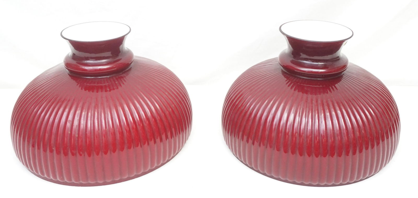 PAIR RUBY CASED GLASS LAMP SHADES (1 of 8)