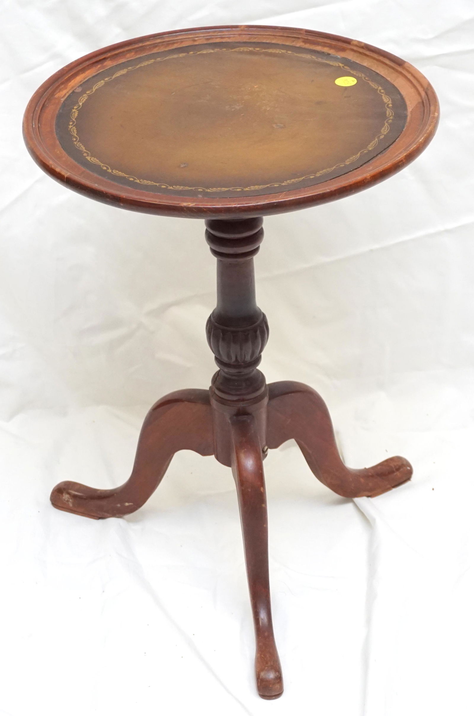 MAHOGANY TOOLED LEATHER TOP STAND (1 of 5)