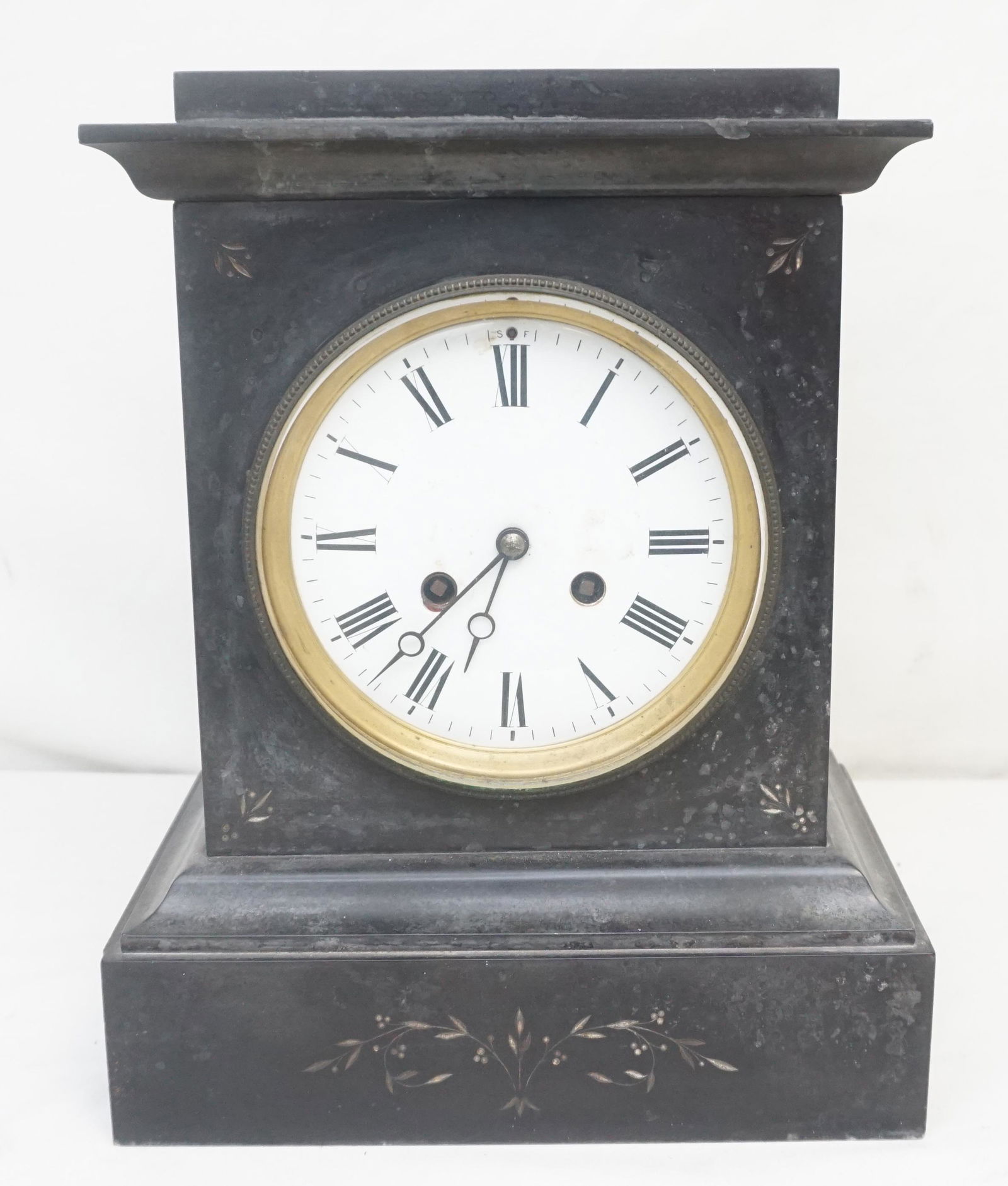 ANTIQUE SLATE MANTLE CLOCK (1 of 9)