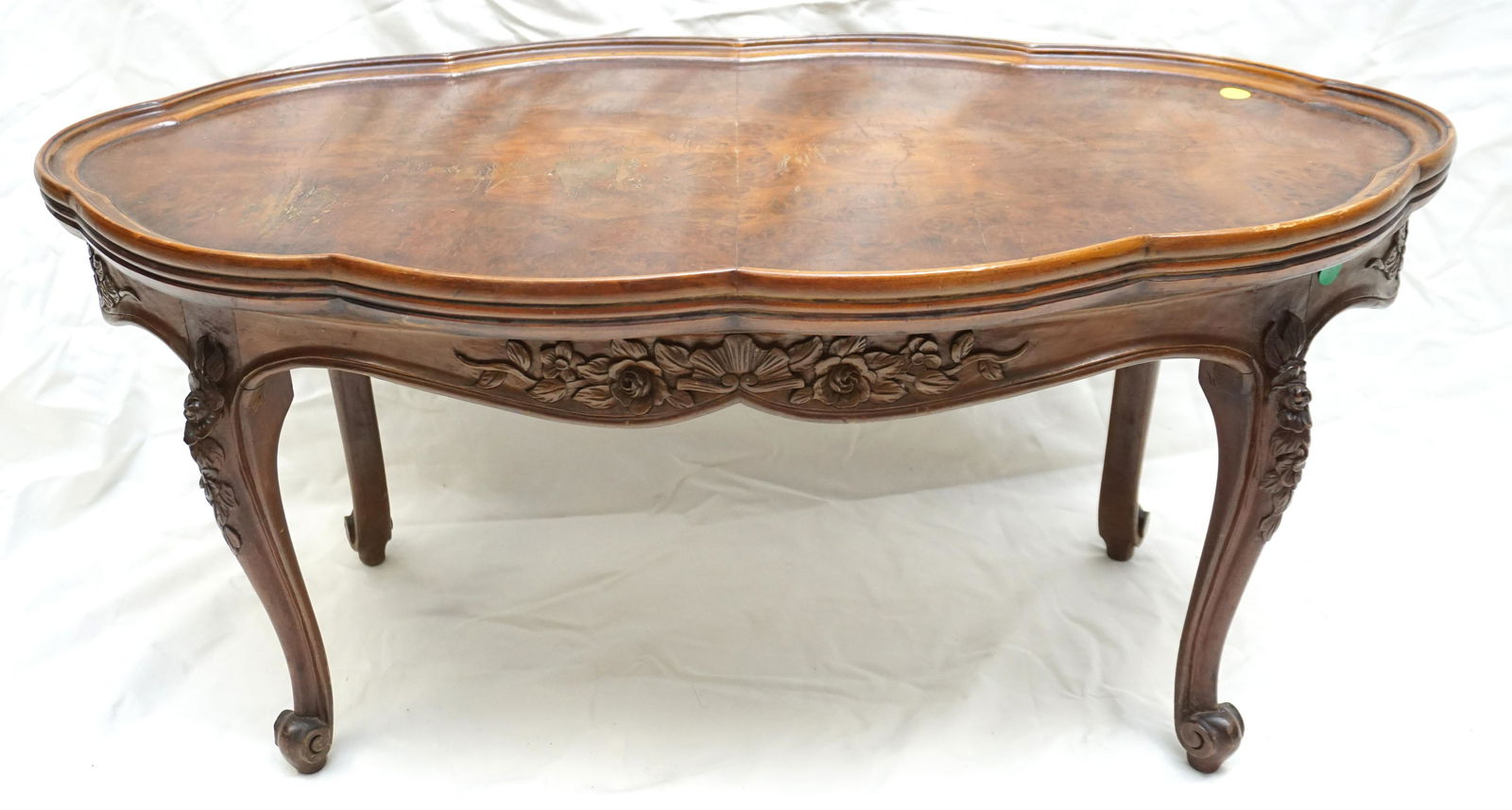 VINTAGE 1940 BURL MAHOGANY SOFA TABLE (1 of 7)