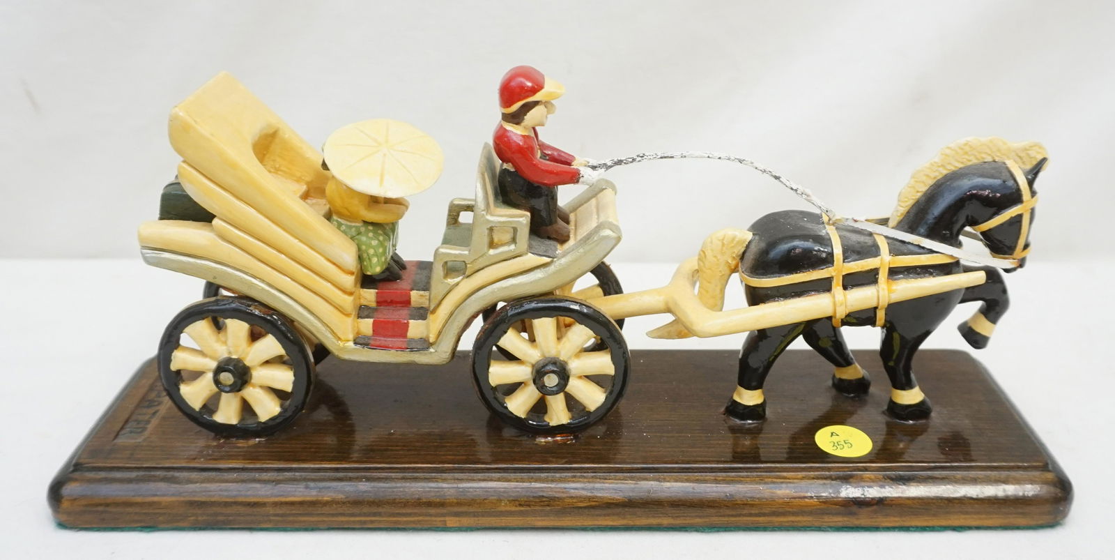 VINTAGE GERMAN CARVED CARRIAGE: Vintage German Carved Carriage. Signed G. Pater. Measures 14"x4"x5 1/2". Weight 1 pd 3 oz.