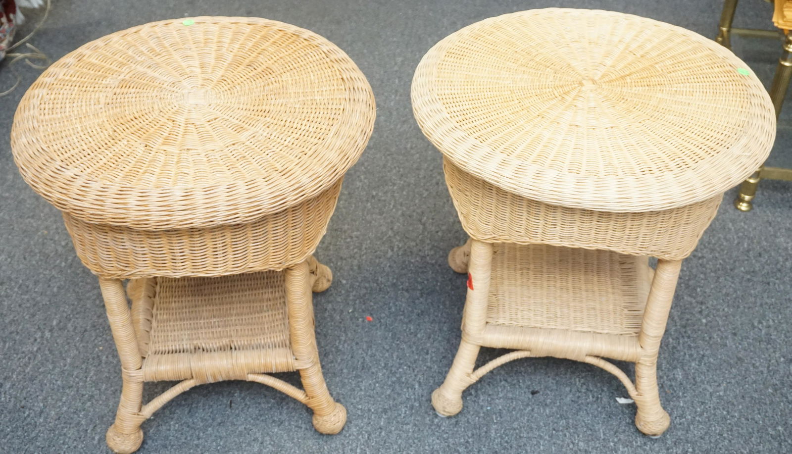2 VINTAGE NATURAL WICKER TABLES (1 of 5)