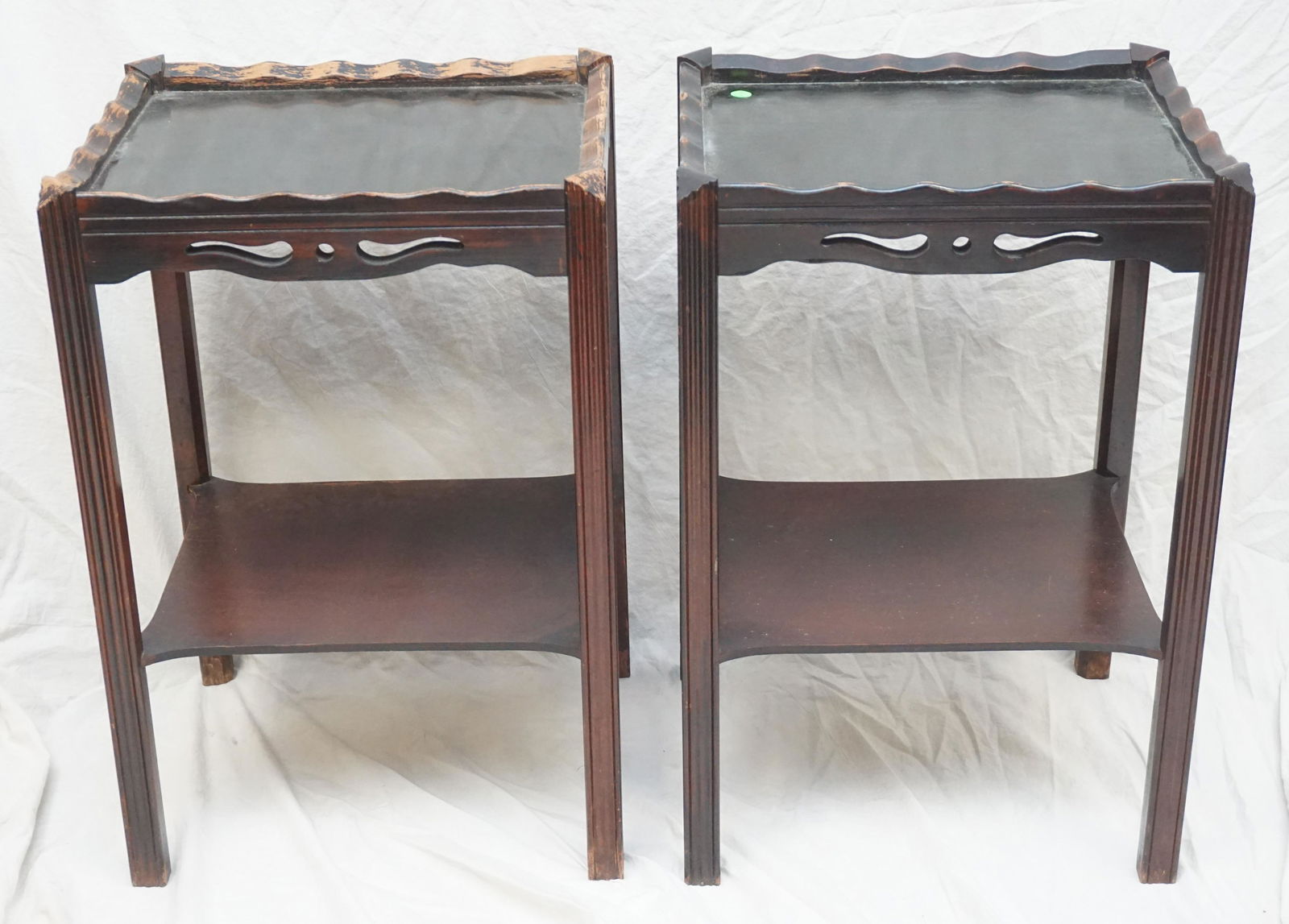 2 MATCHING ANTIQUE SIDE TABLES (1 of 7)