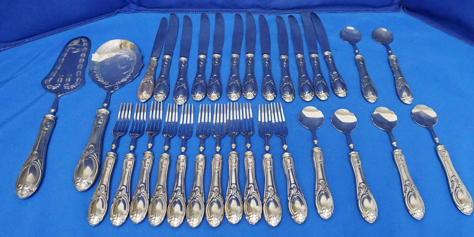 ITALIAN 800 SILVER DESSERT SET 31 PC (1 of 8)