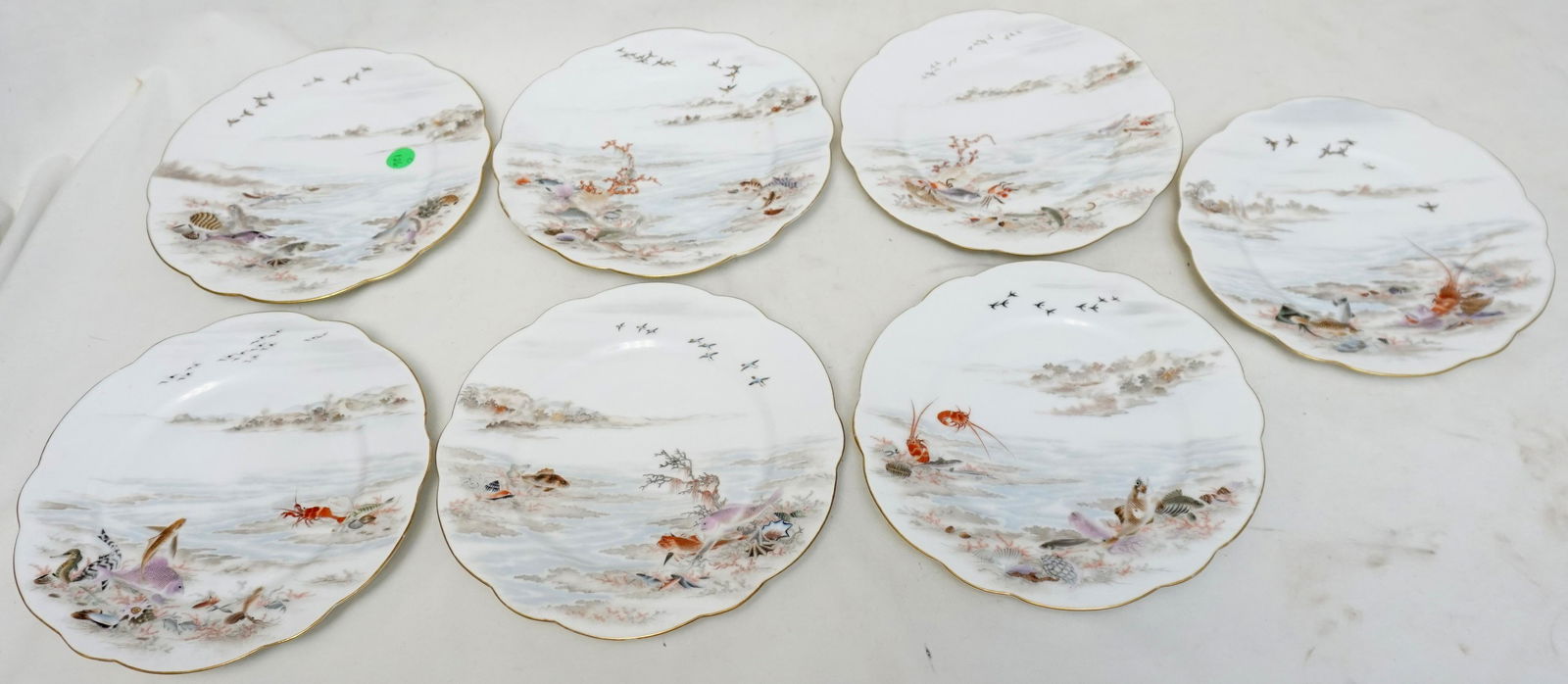 6 HAND PAINTED OCEAN LIFE PLATES NIPPON YOKOHAMA (1 of 9)