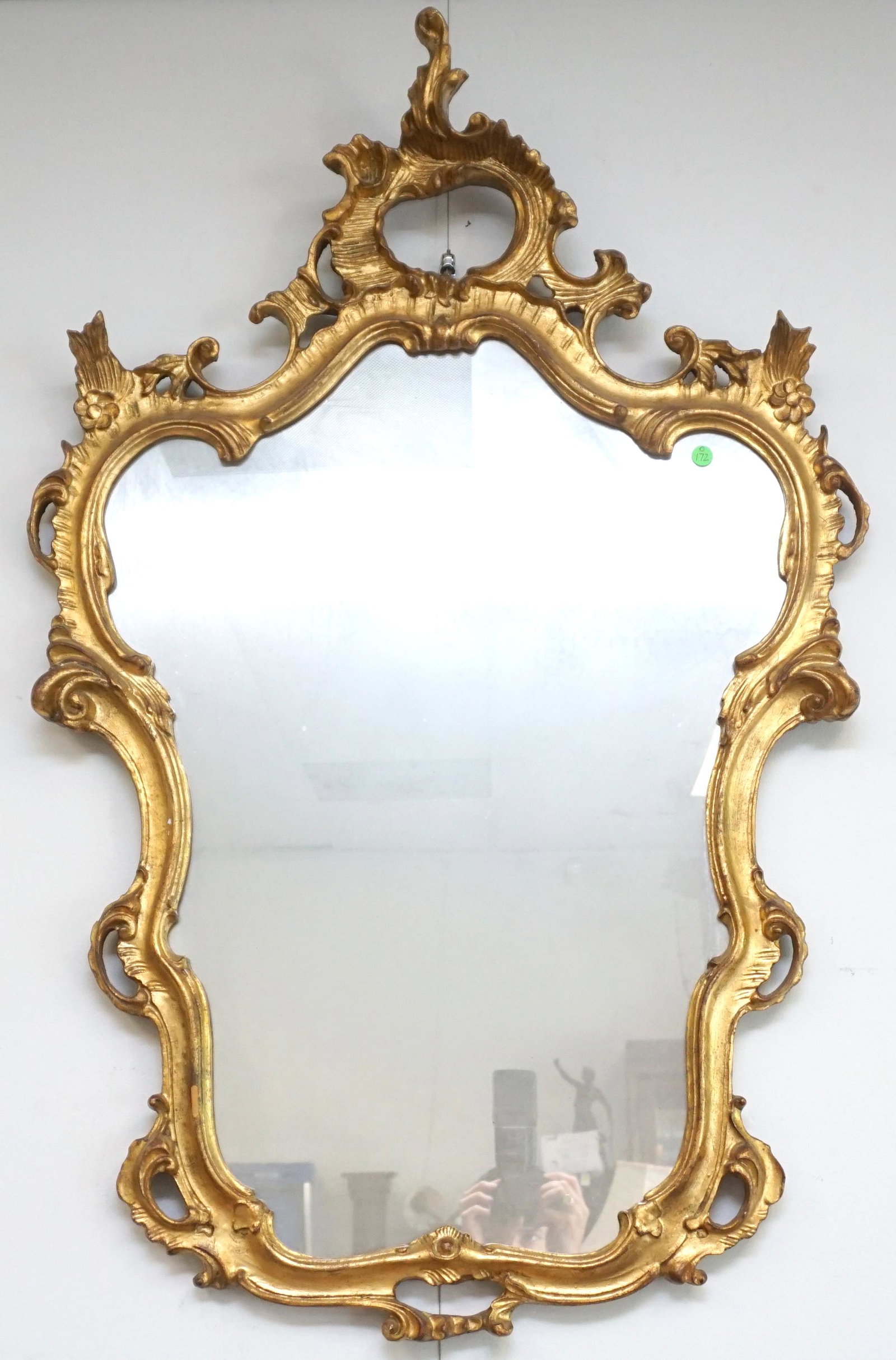 ANTIQUE FRENCH STYLE GILTWOOD MIRROR: Antique French Style Giltwood Mirror. Measures 28"x46"x3". NO IN HOUSE SHIPPING. PROVENANCE: The Estate of Mr. John Rutherfoord Bennett, by descent.****Pickup only or Shipping on this item offered thr