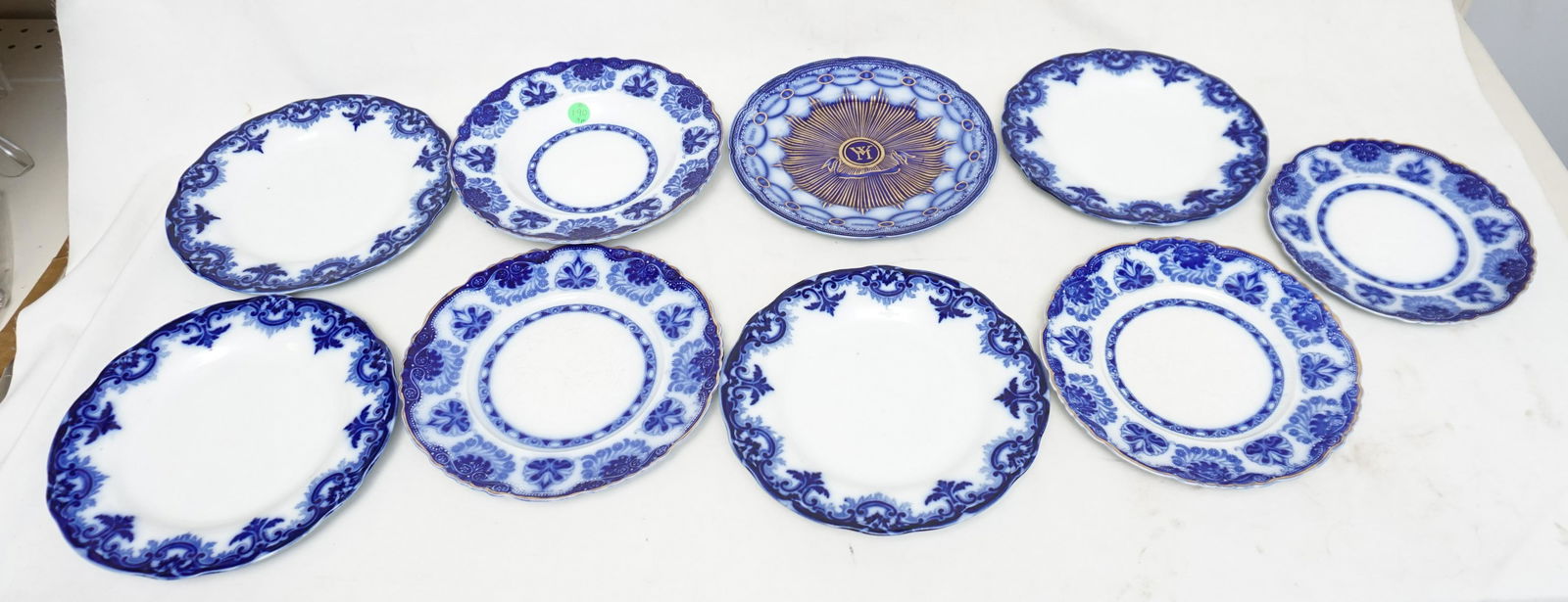 9 pc ANTIQUE ENGLISH FLOW BLUE PLATES (1 of 10)