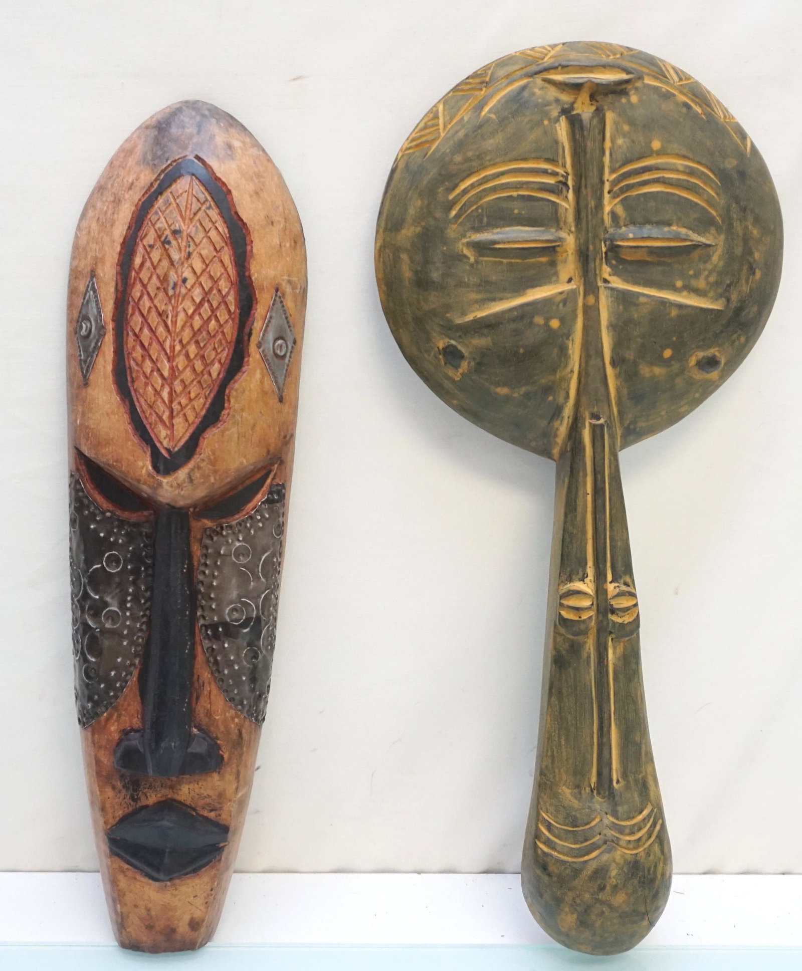 PAIR GHANA HAND CARVED MASKS (1 of 6)
