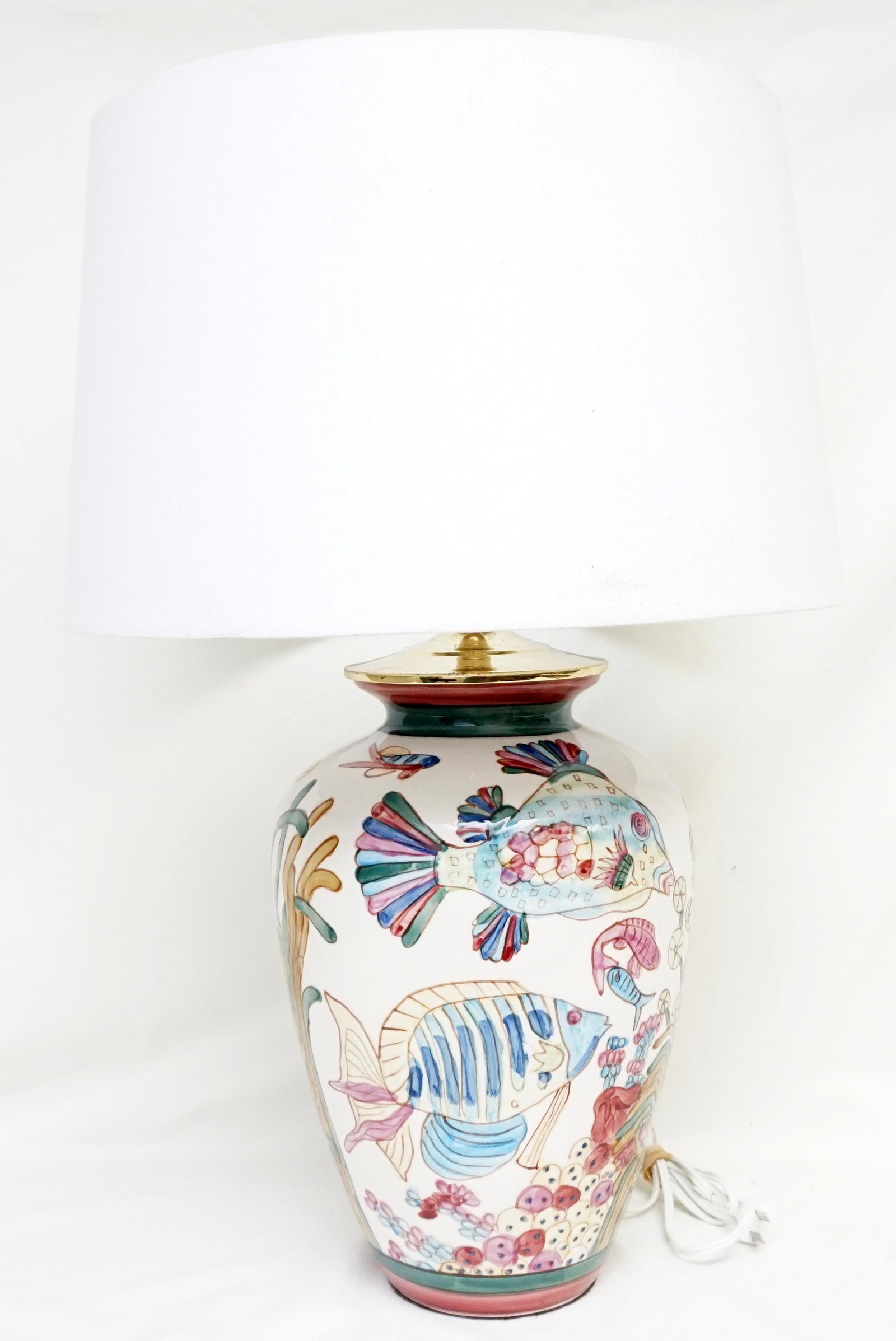 MID CENTURY PORCELAIN HAND PAINTED FISH LAMP (1 of 7)