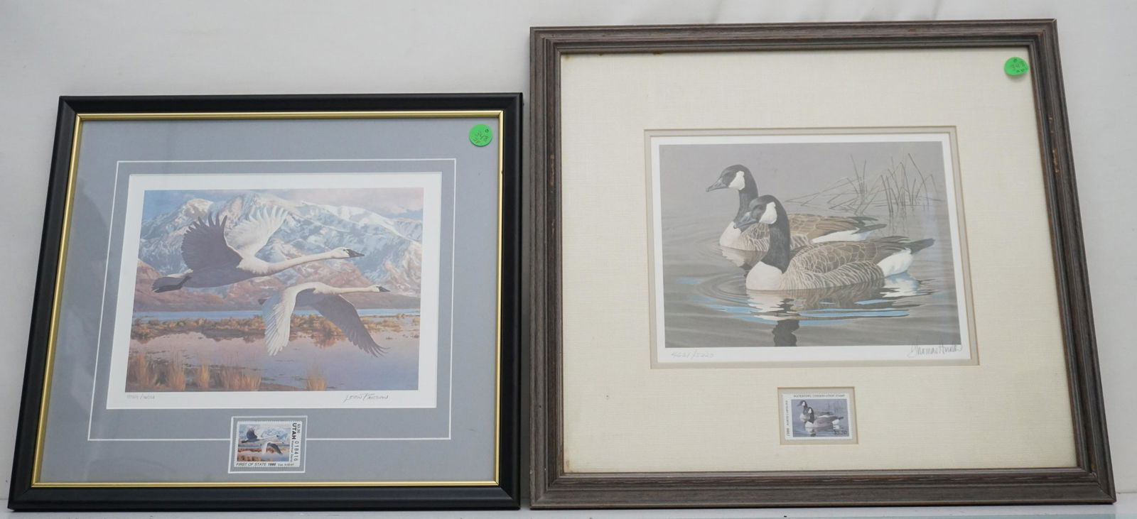 PAIR VINTAGE FRAMED DUCK STAMPS W SIGNED PRINTS (1 of 6)