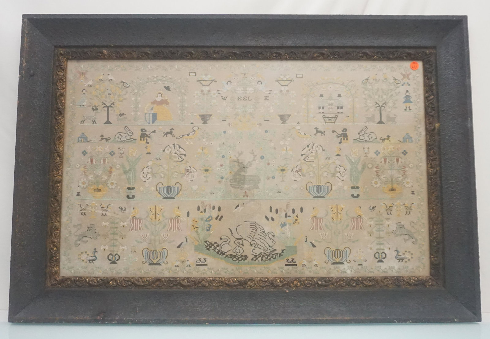 LARGE NEEDLEWORK CROSS-STITCH SAMPLER (1 of 9)
