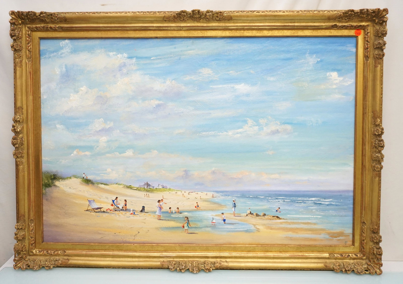 LARGE COASTAL BEACH SCENE OIL ON CANVAS (1 of 8)