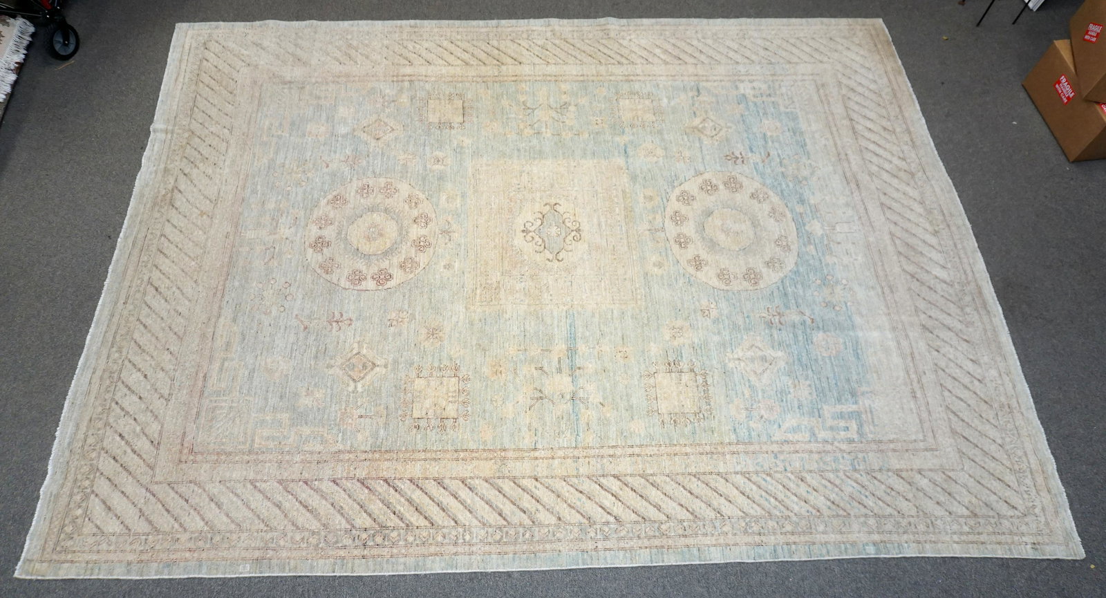 LARGE HAND KNOTTED SEMI ANTIQUE TURKISH OUSHAK RUG (1 of 11)