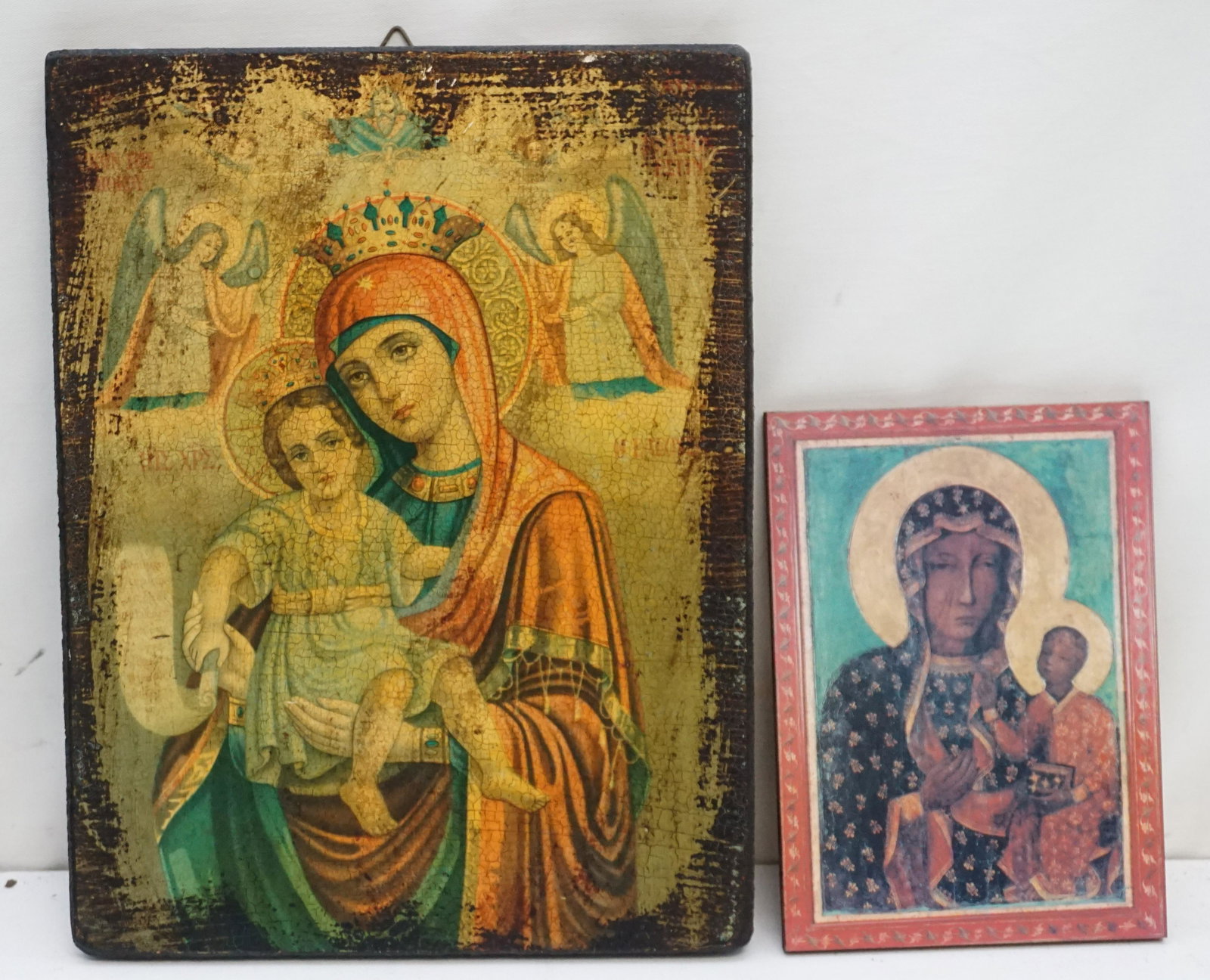 2 VINTAGE GREEK ICONS MADONNA & CHILD (1 of 4)