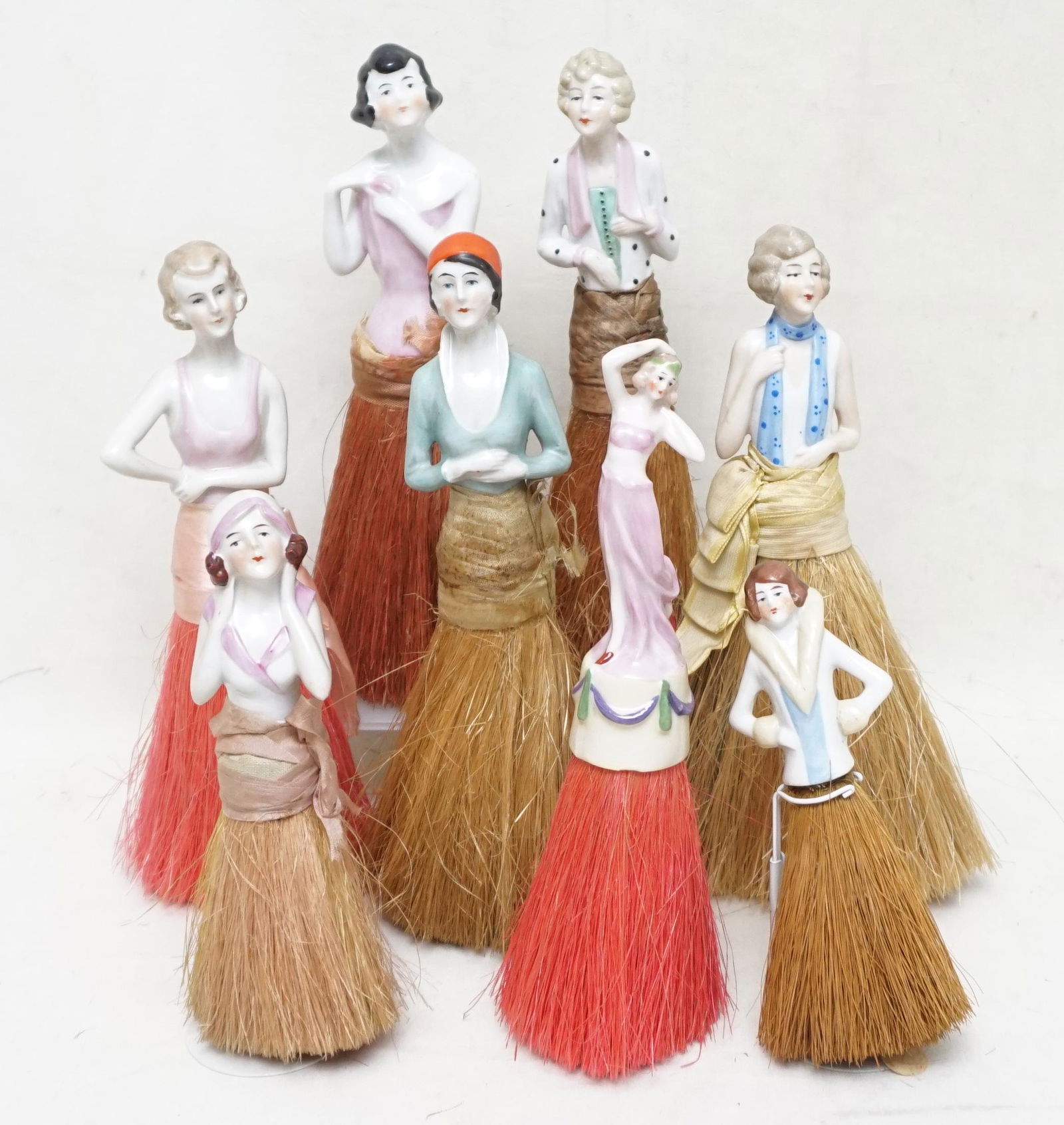 8 ART DECO PORCEAIN HALF DOLL WHISKS (1 of 6)