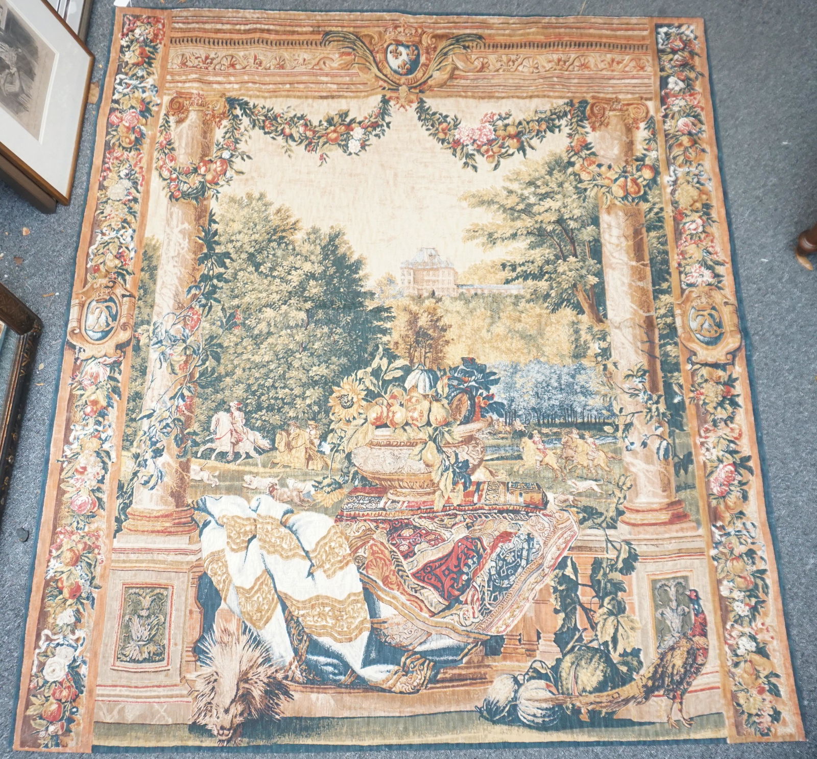 LARGE FRENCH STYLE PAINTED TAPESTRY (1 of 10)