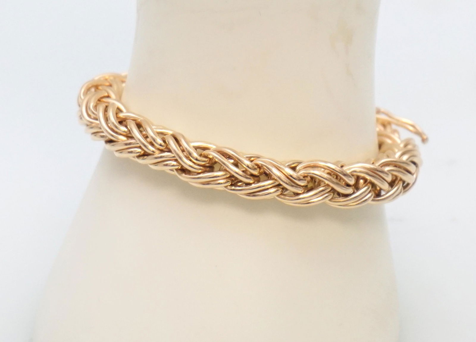 14KT GOLD DOUBLE WHEAT CHAIN BRACELET (29.95 GRAMS) (1 of 5)
