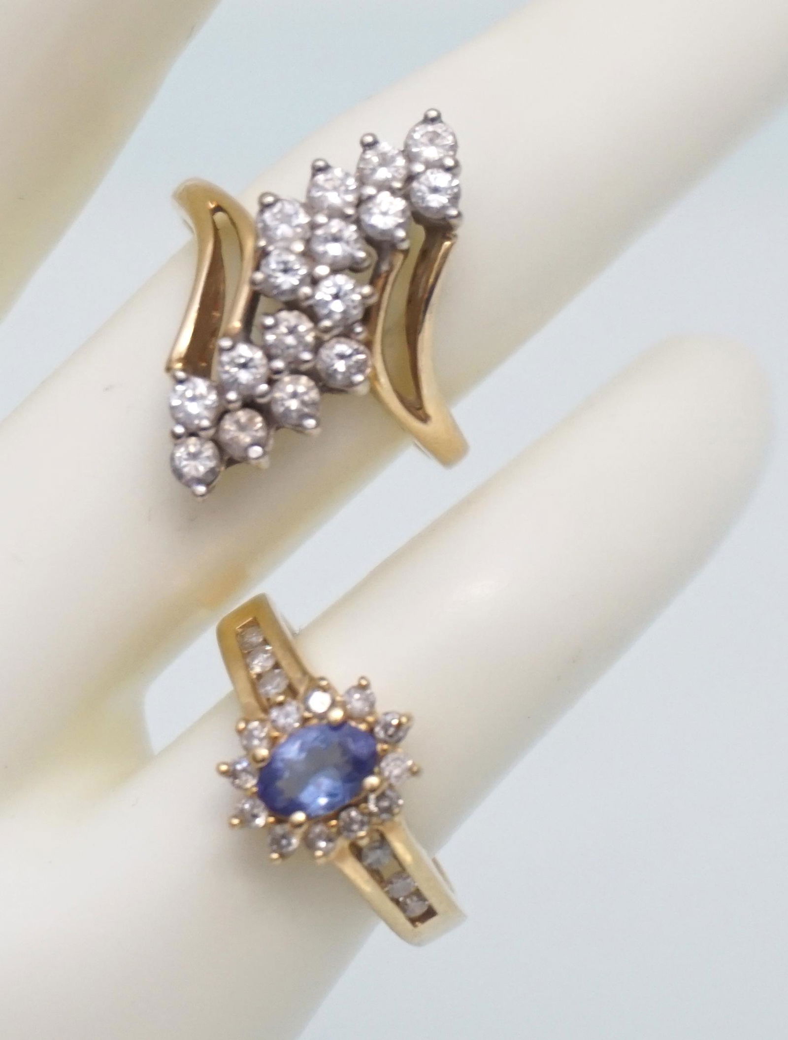 TWO FASHION RINGS- TANZANITE & DIAMONDS (1 of 4)