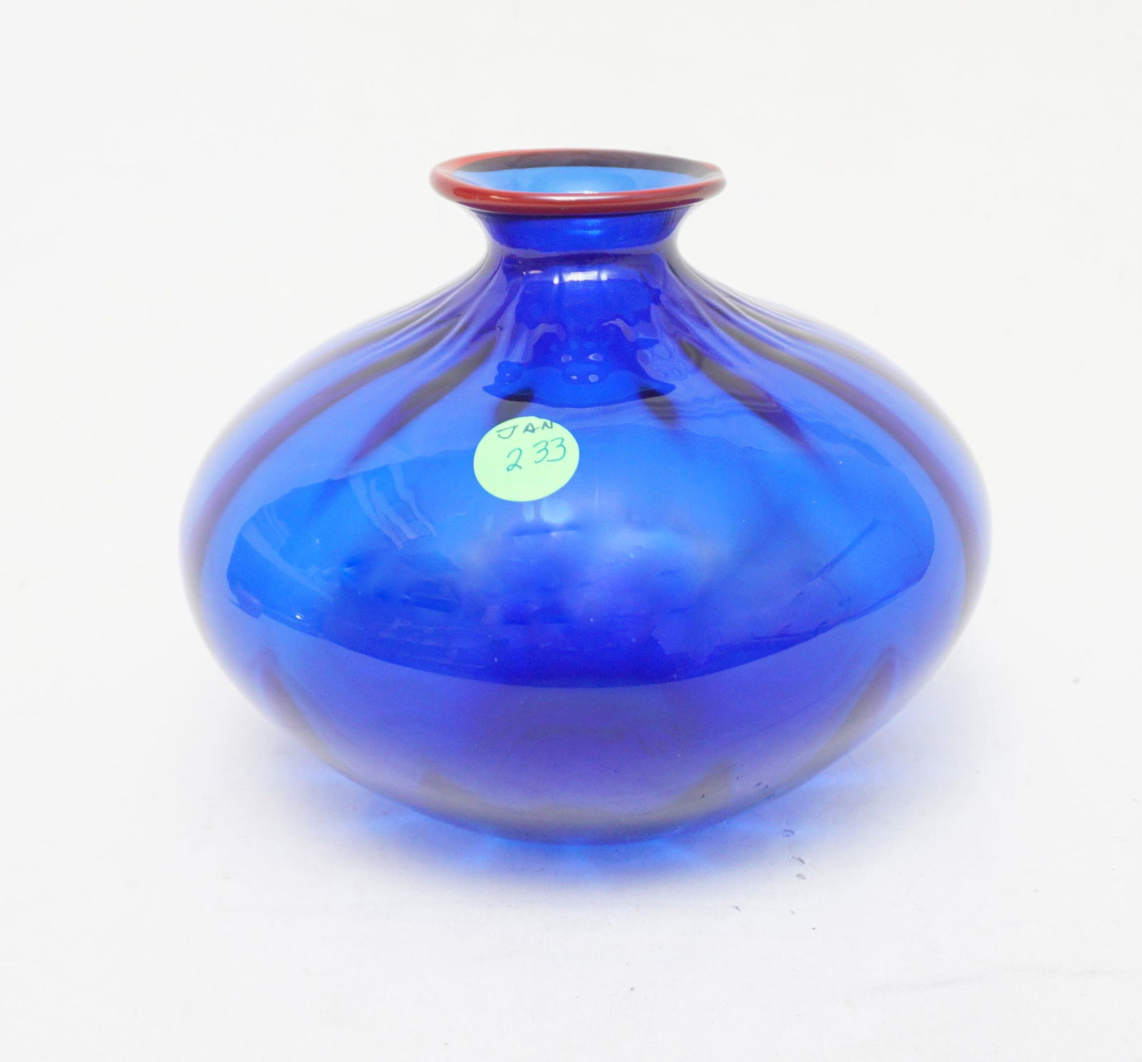VENINI MURANO COBALT GLASS VASE (1 of 7)