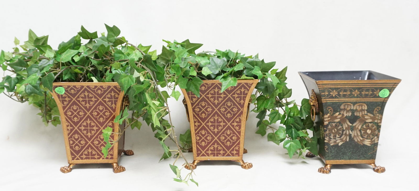 THREE DECORATIVE TOLE PLANTERS (1 of 5)