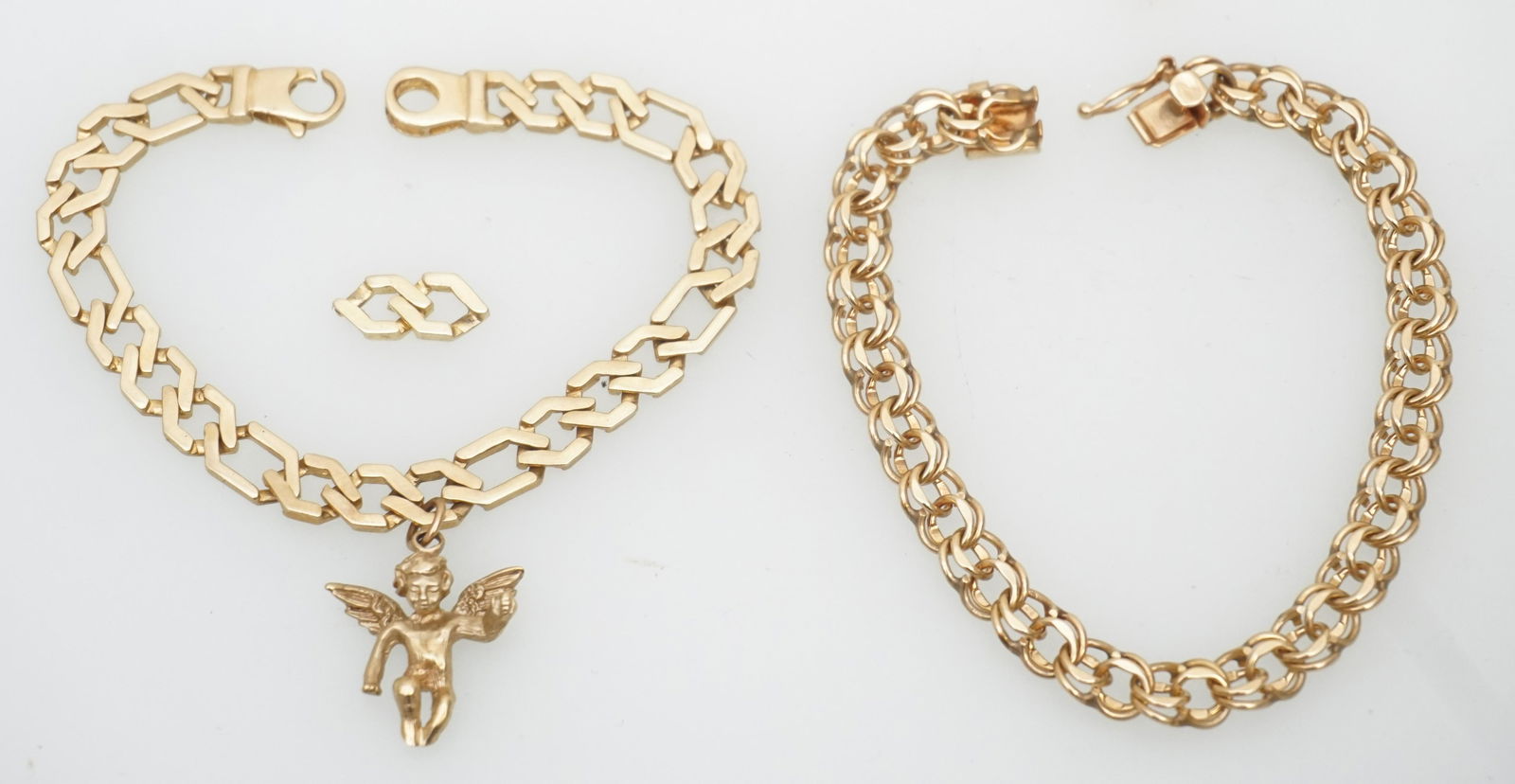 2PC 14KT GOLD BRACELETS WITH ANGEL CHARM (1 of 4)