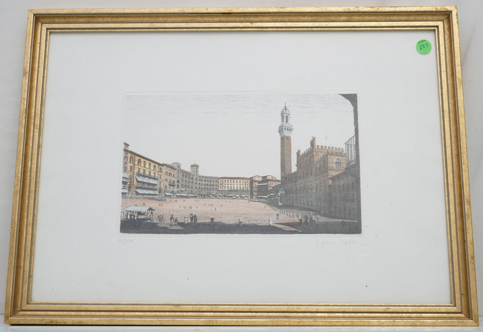 HAND COLORED ENGRAVING PIAZZA DEL CAMPO (1 of 6)