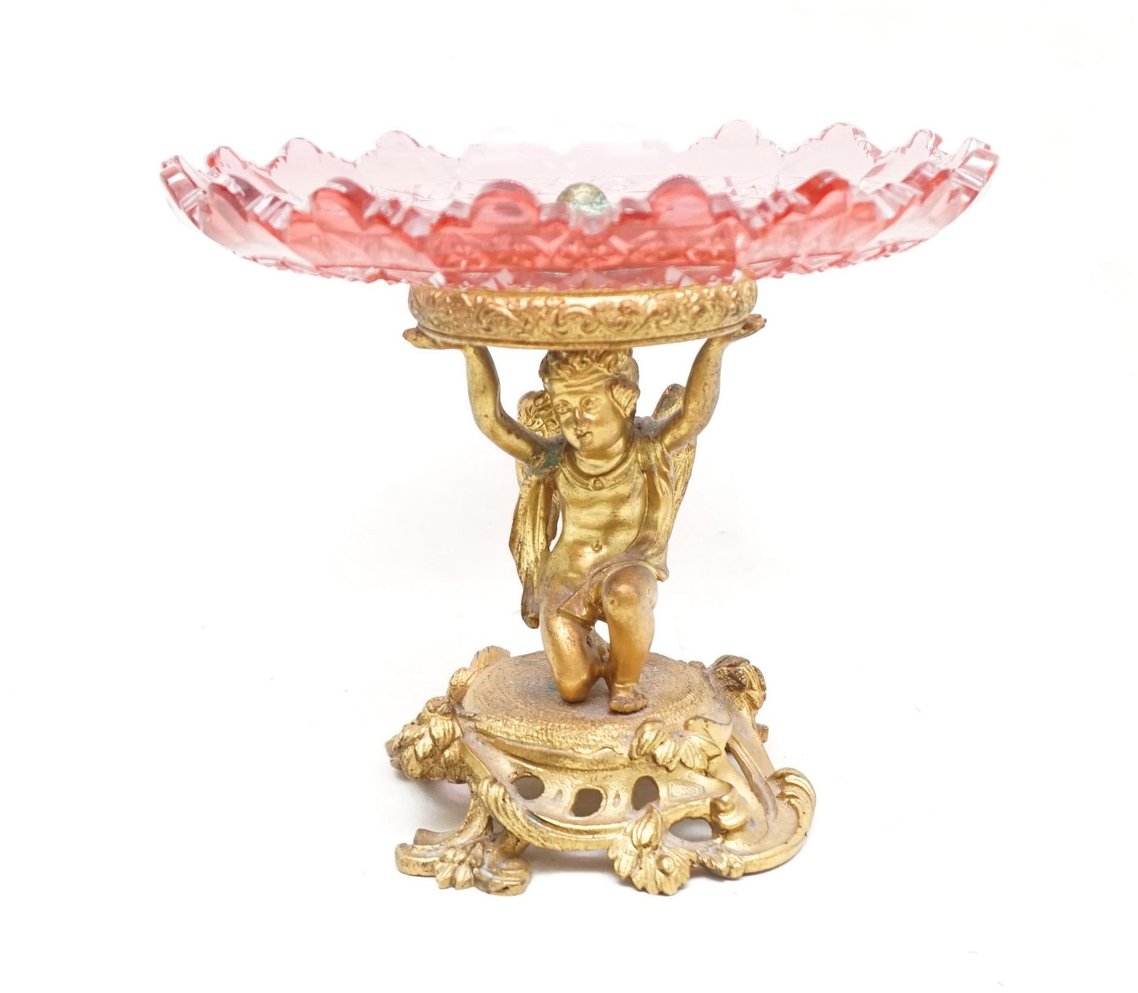 CUT CRANBERRY GLASS GILDED COMPOTE (1 of 7)