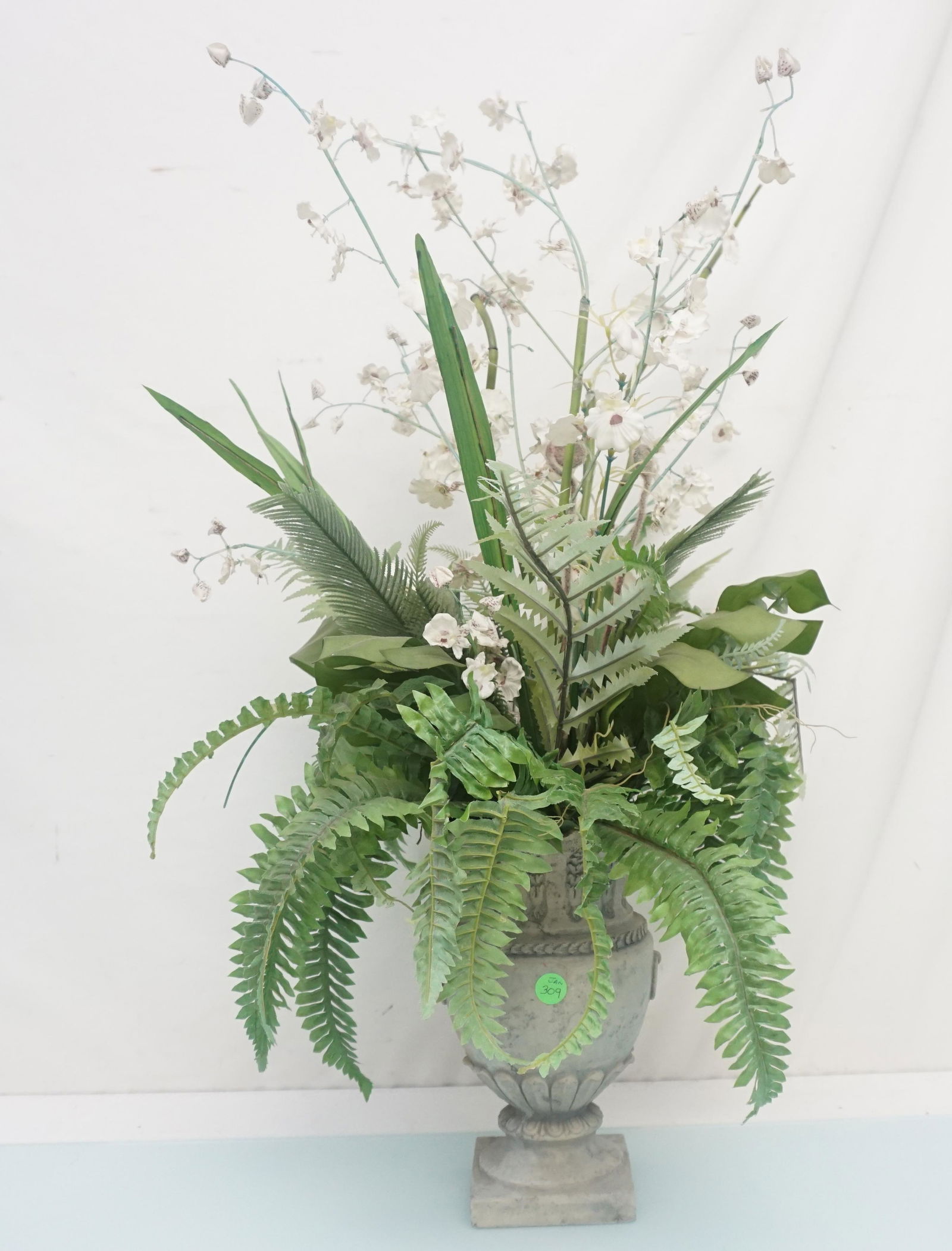 FAUX ORCHID AND FERN IN PLANTER (1 of 3)