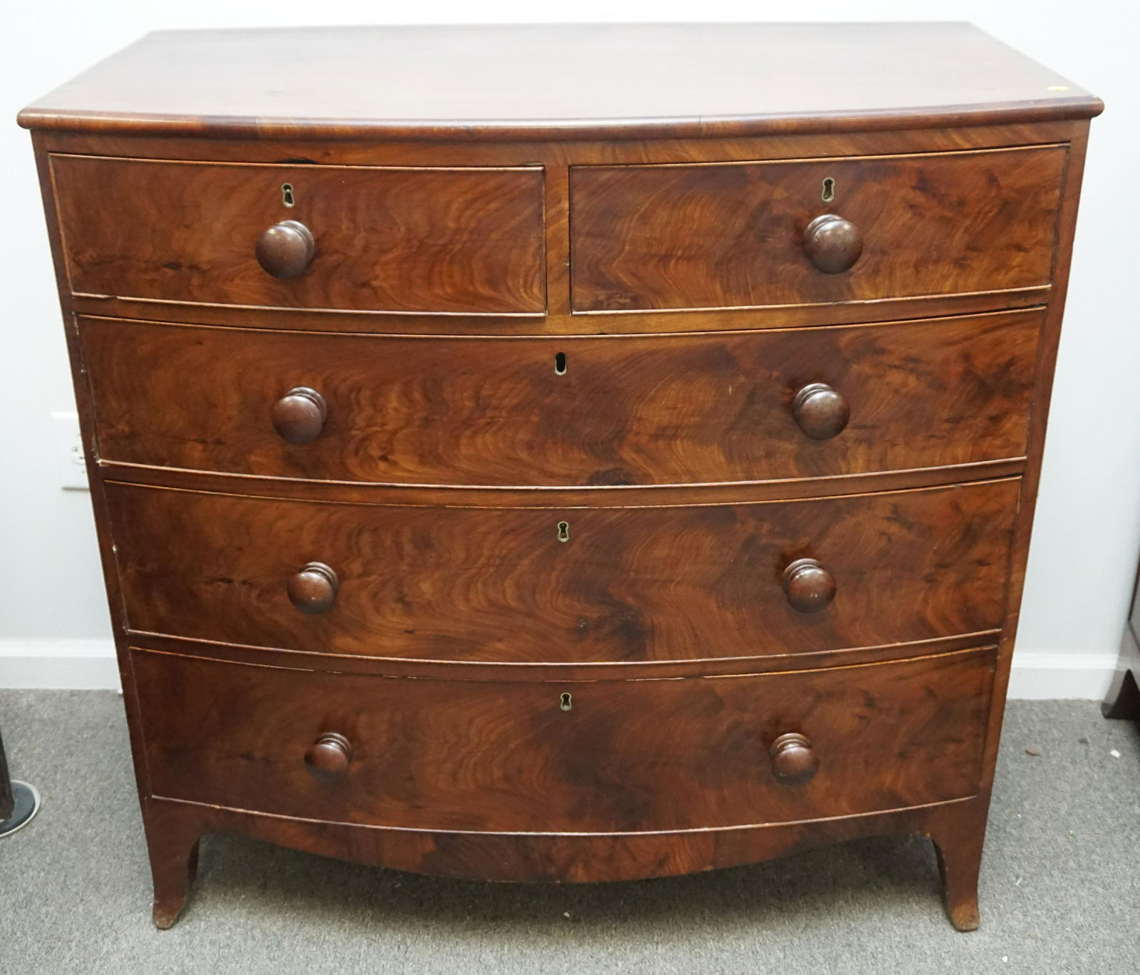 ANTIQUE BOW FRONT CHEST (1 of 9)