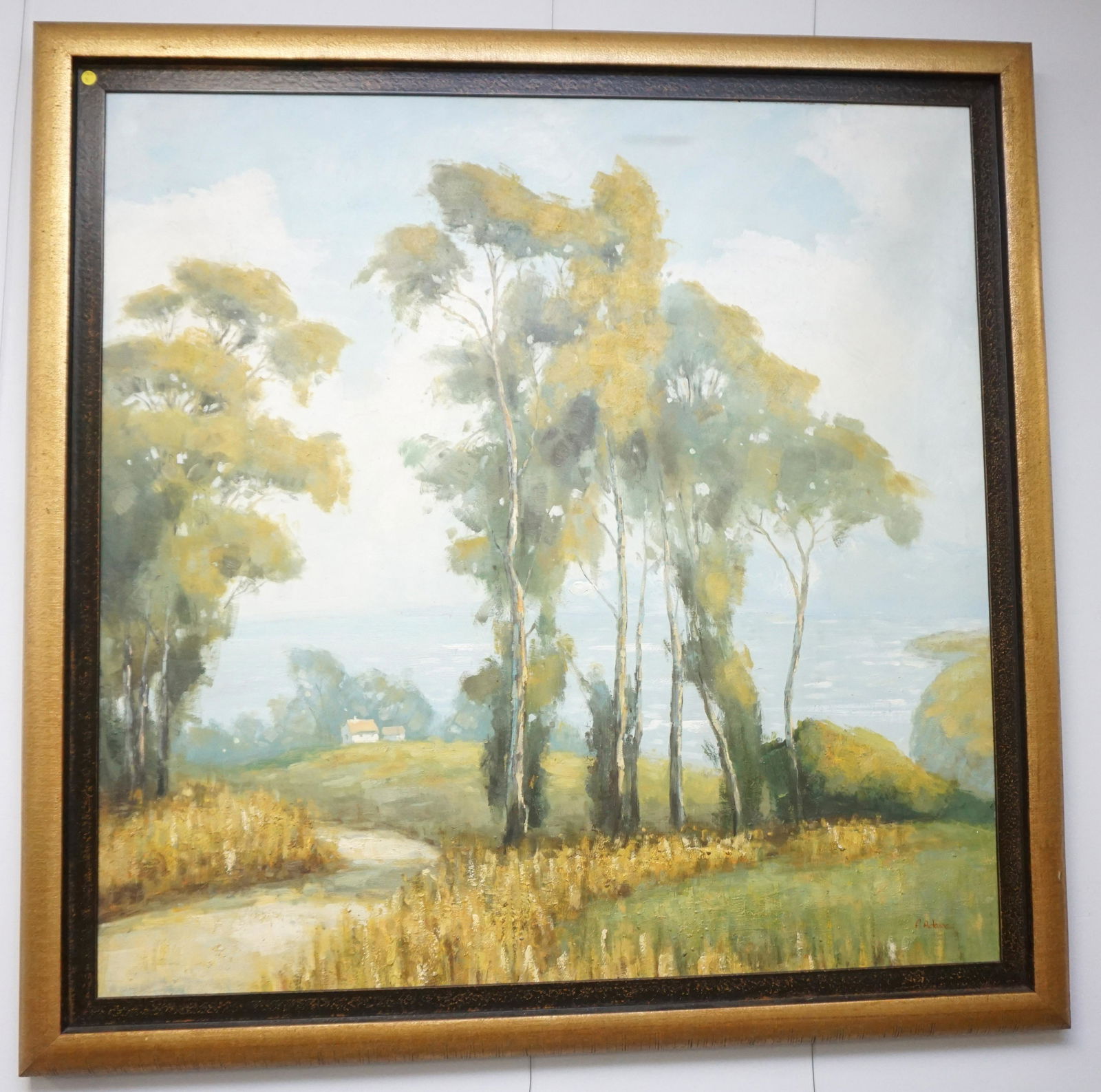 LARGE 20th c ORIGINAL OIL PASTORAL LANDSCAPE (1 of 4)