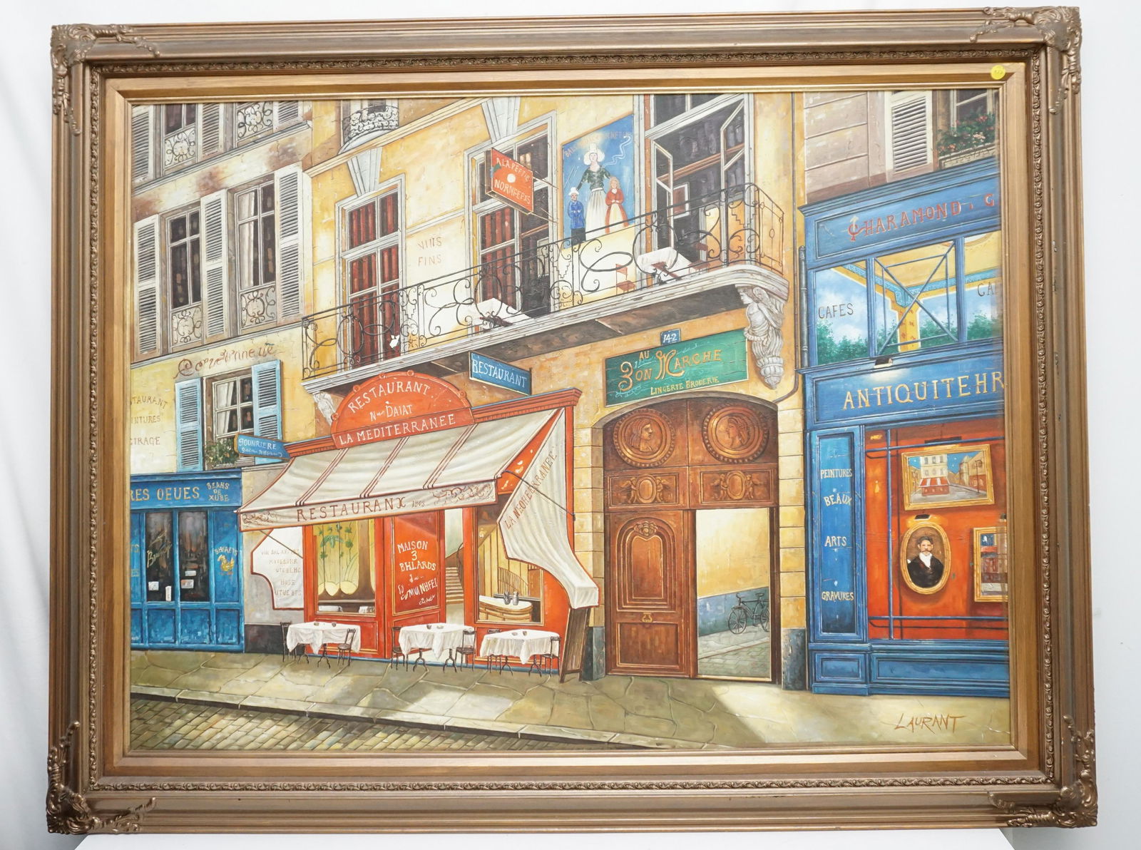 LARGE OIL ON CANVAS LAURANT PARIS STREET (1 of 10)