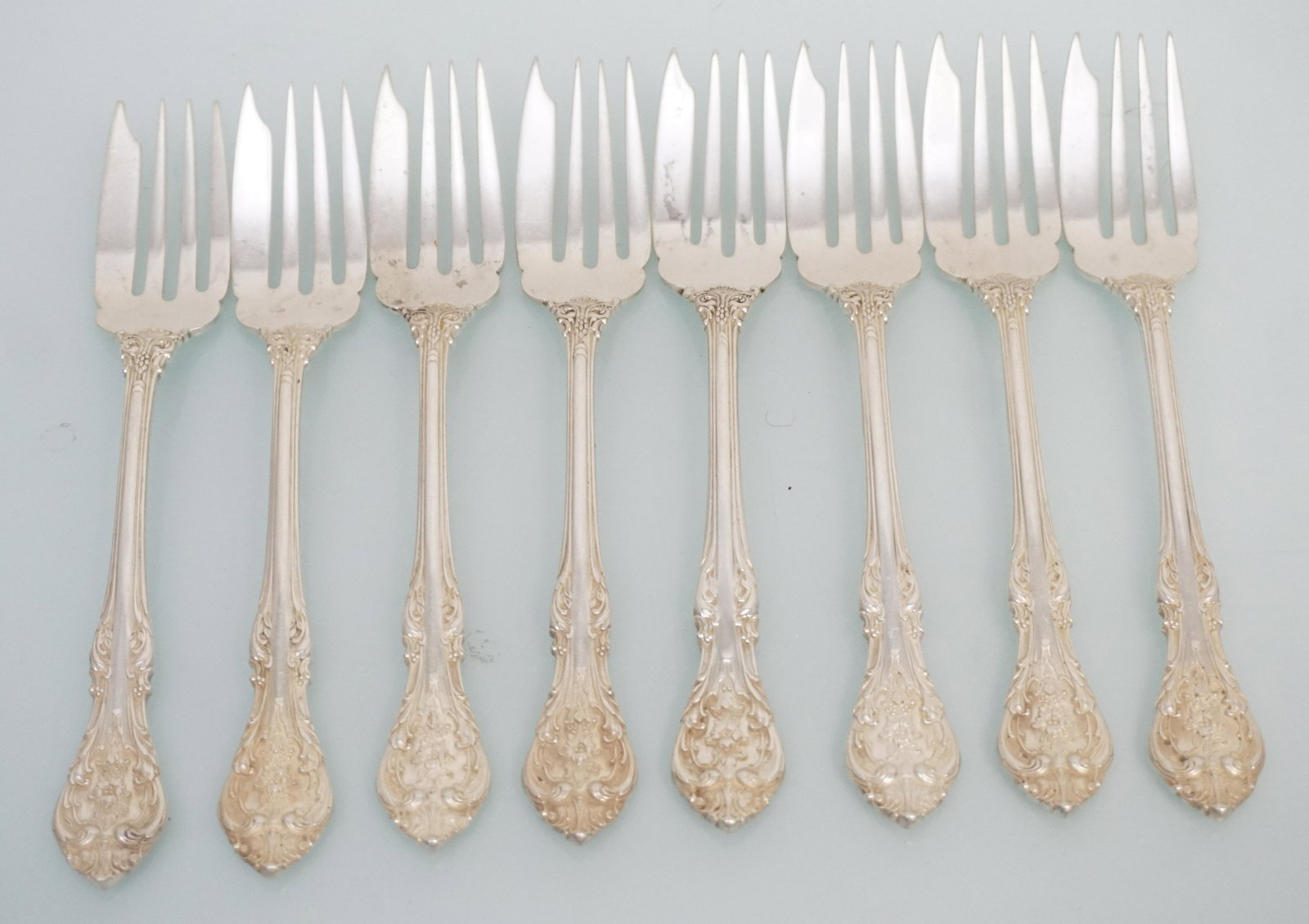 8 GORHAM STERLING KING EDWARD SALAD FORKS (1 of 3)