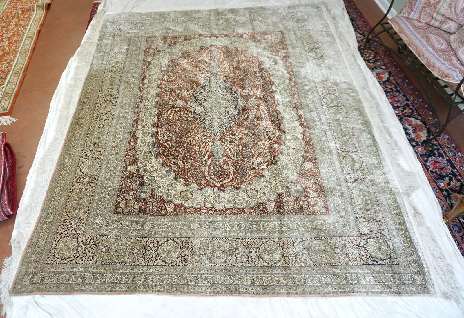 SINO PERSIAN QUM SILK RUG 10FT (1 of 9)