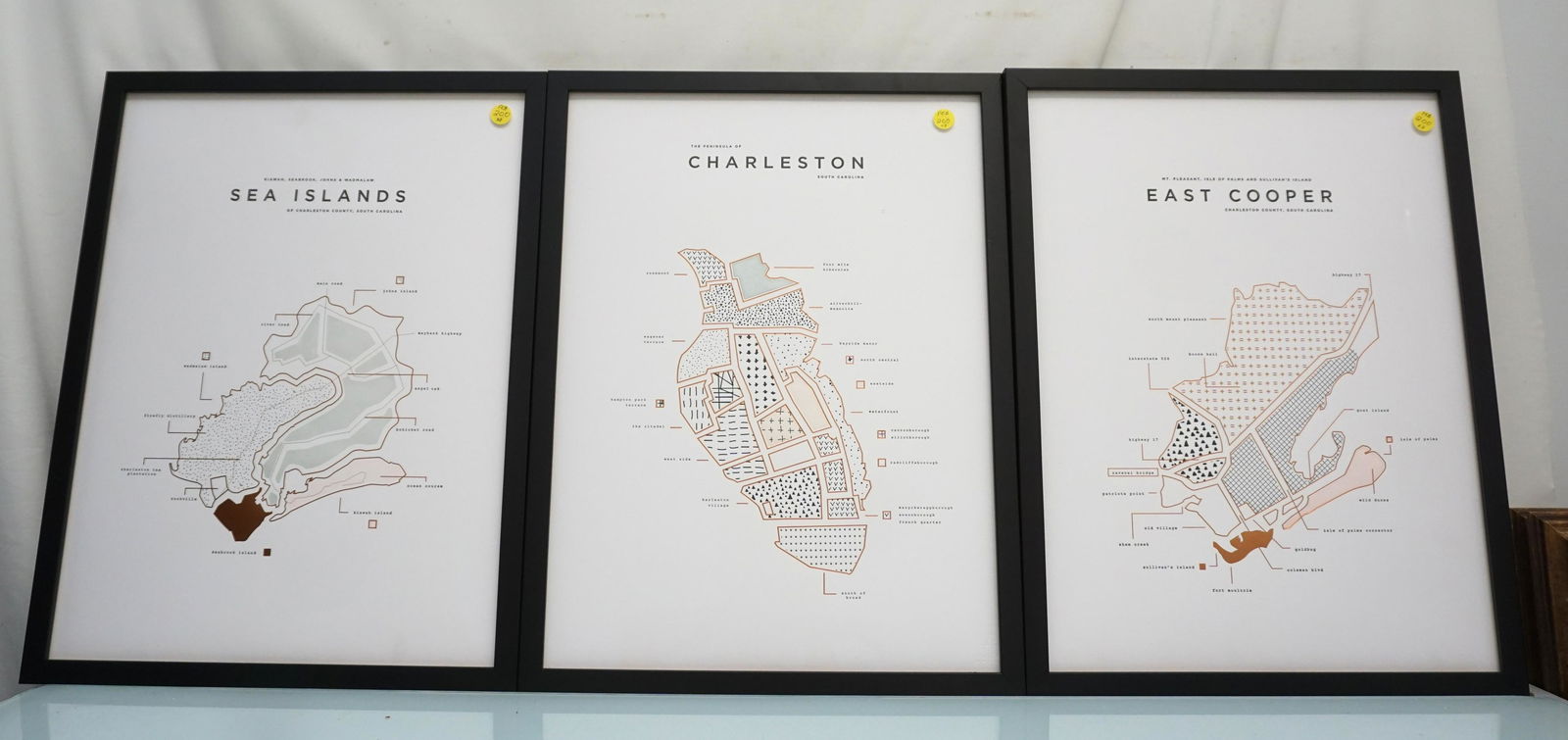 3 FRAMED CHARLESTON COUNTY MAPS (1 of 6)