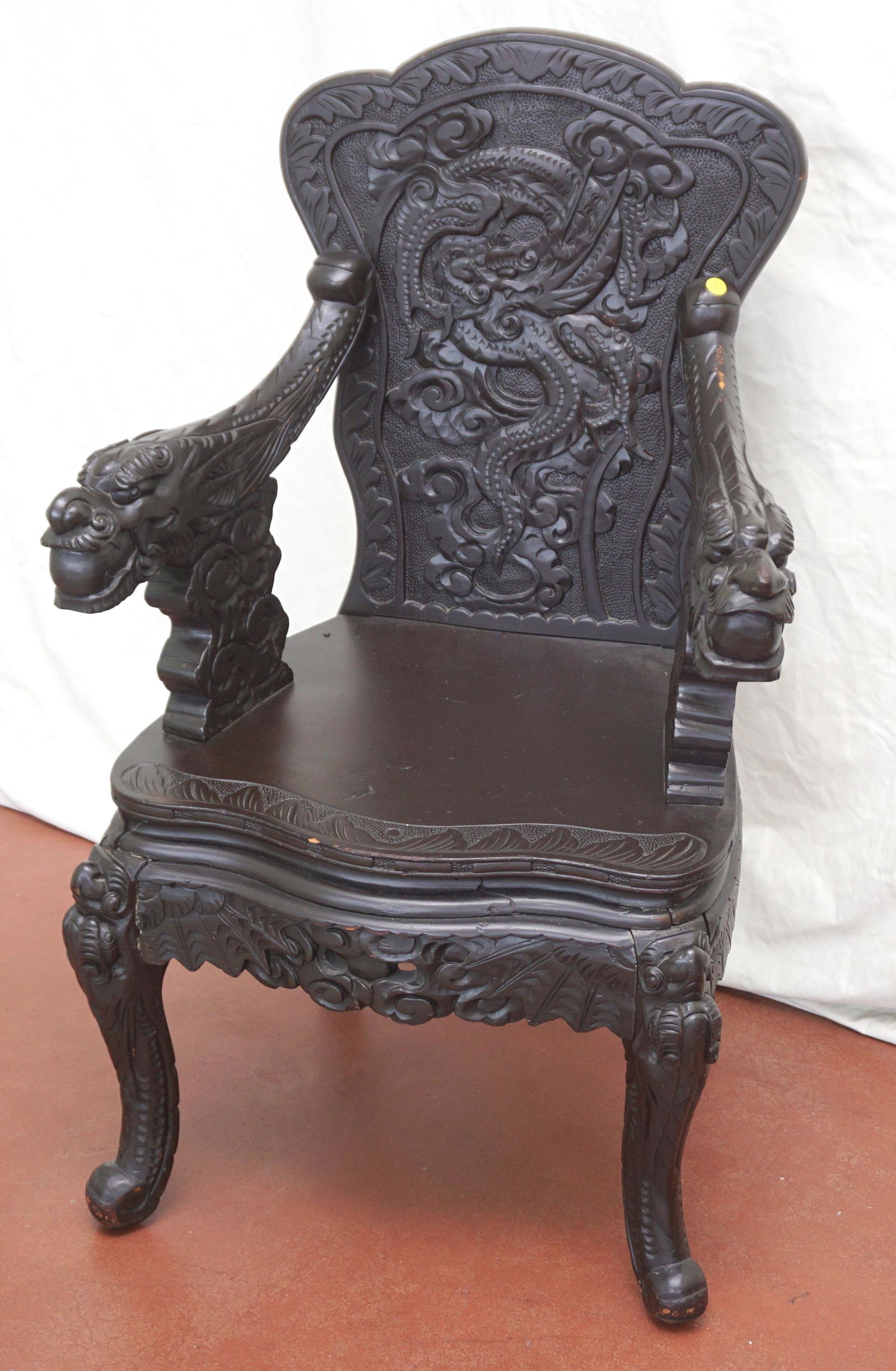 CARVED ASIAN DRAGON ARM CHAIR (1 of 9)