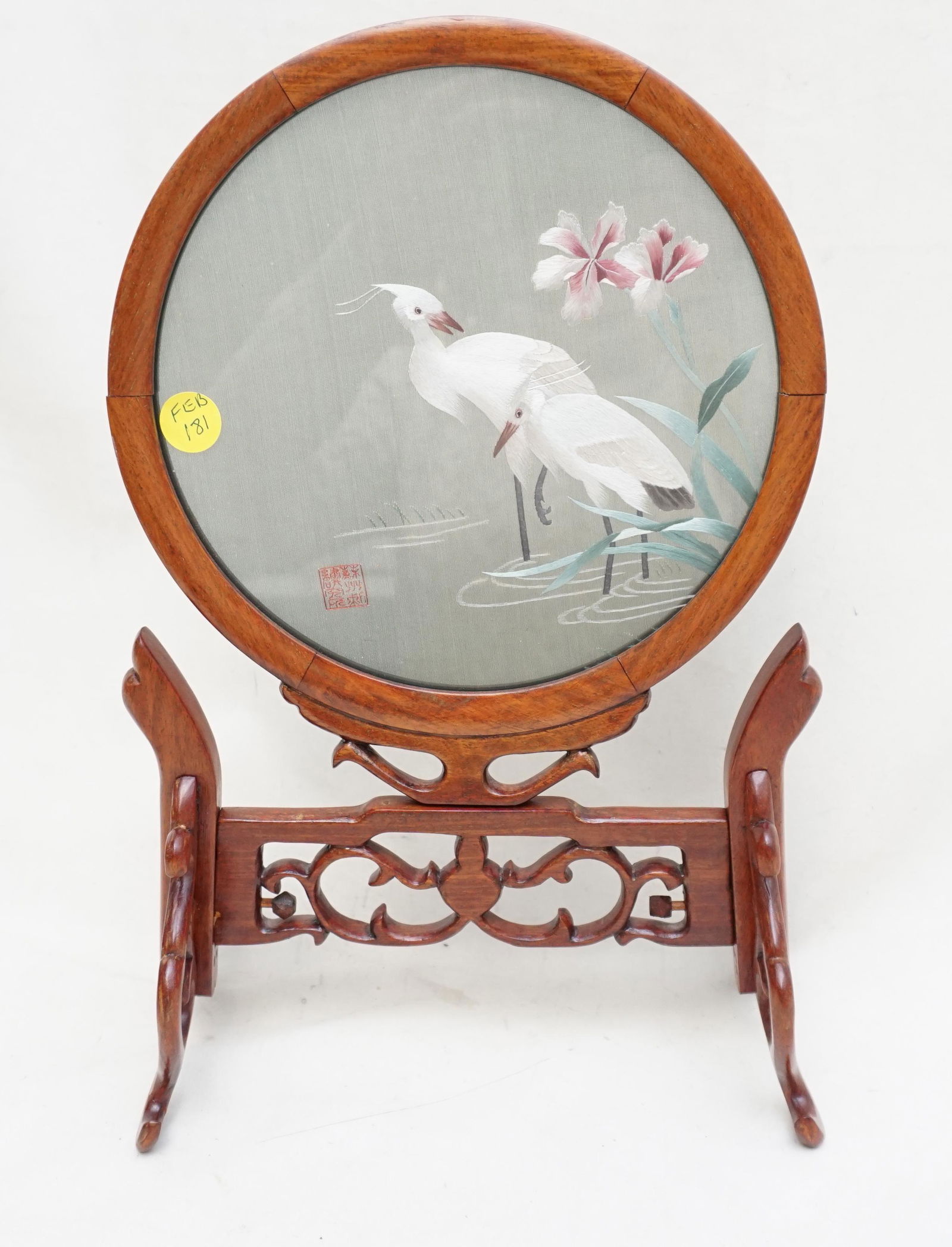 SUZHOU EMBROIDERY DOUBLE SIDED EGRET W STAND (1 of 6)